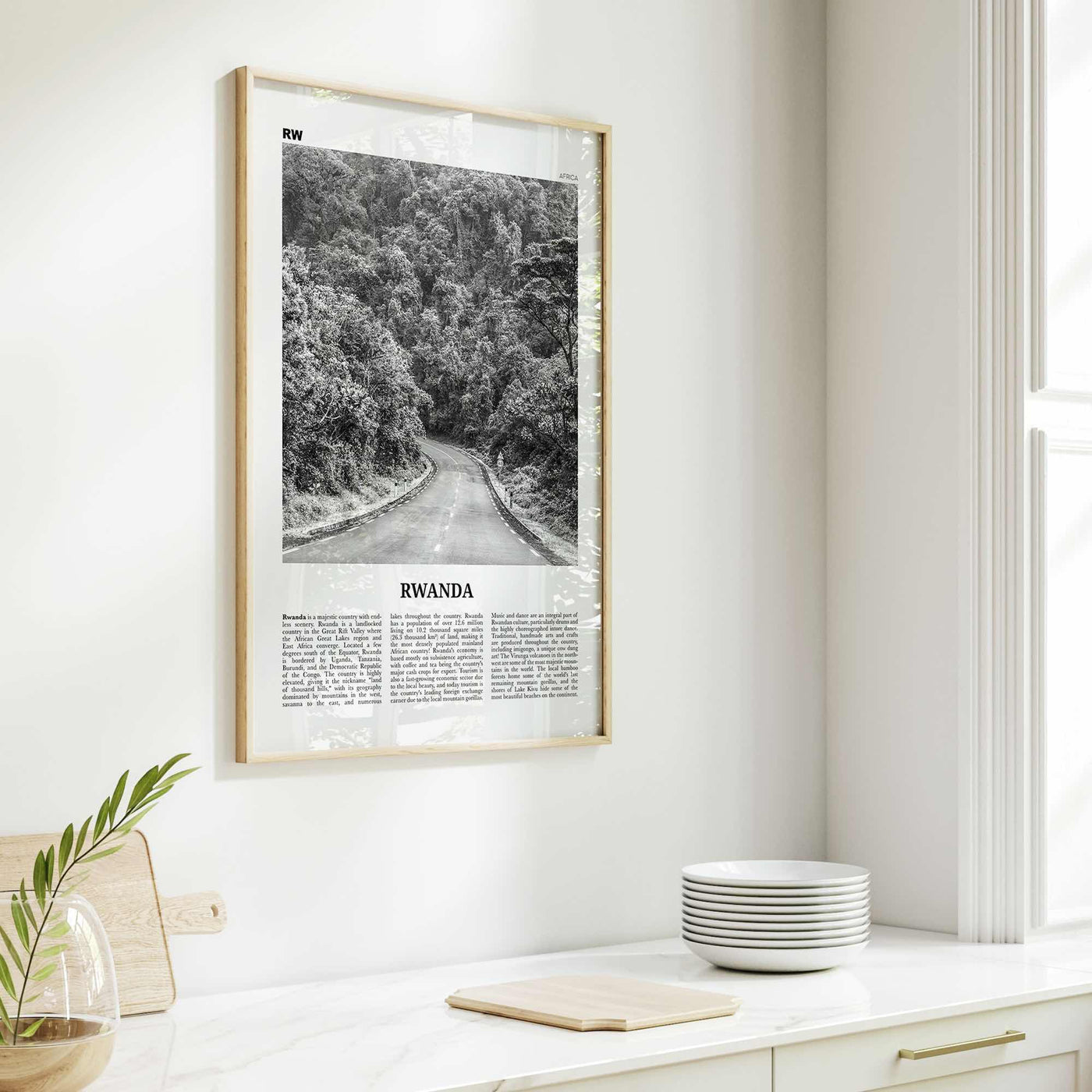 Rwanda Print Black and White, Rwanda Wall Art, Rwanda Poster, Rwanda Photo, Rwanda Wall Decor, Country Art Print, Kigali, Africa