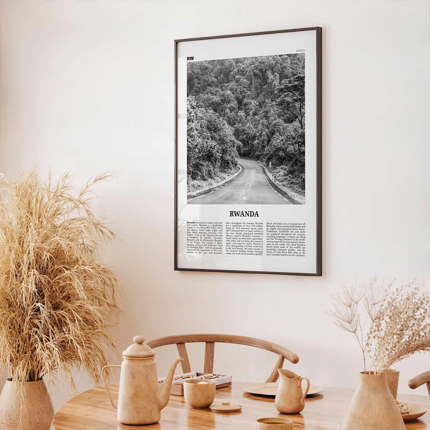 Rwanda Print Black and White, Rwanda Wall Art, Rwanda Poster, Rwanda Photo, Rwanda Wall Decor, Country Art Print, Kigali, Africa