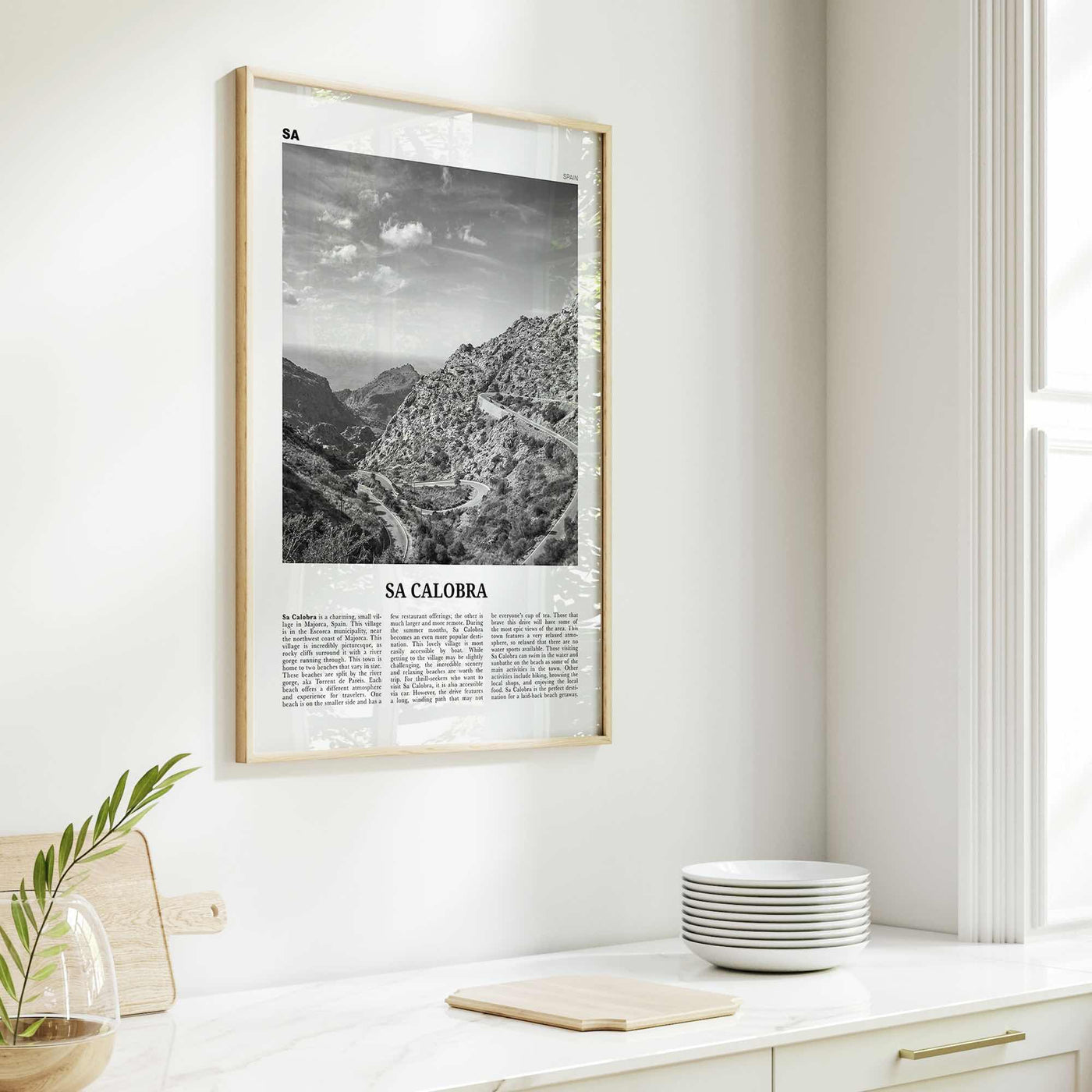 Sa Calobra Print Black and White, Sa Calobra Wall Art, Sa Calobra Poster, Sa Calobra Photo, Sa Calobra Wall Décor, Sa Calobra Map, Spain