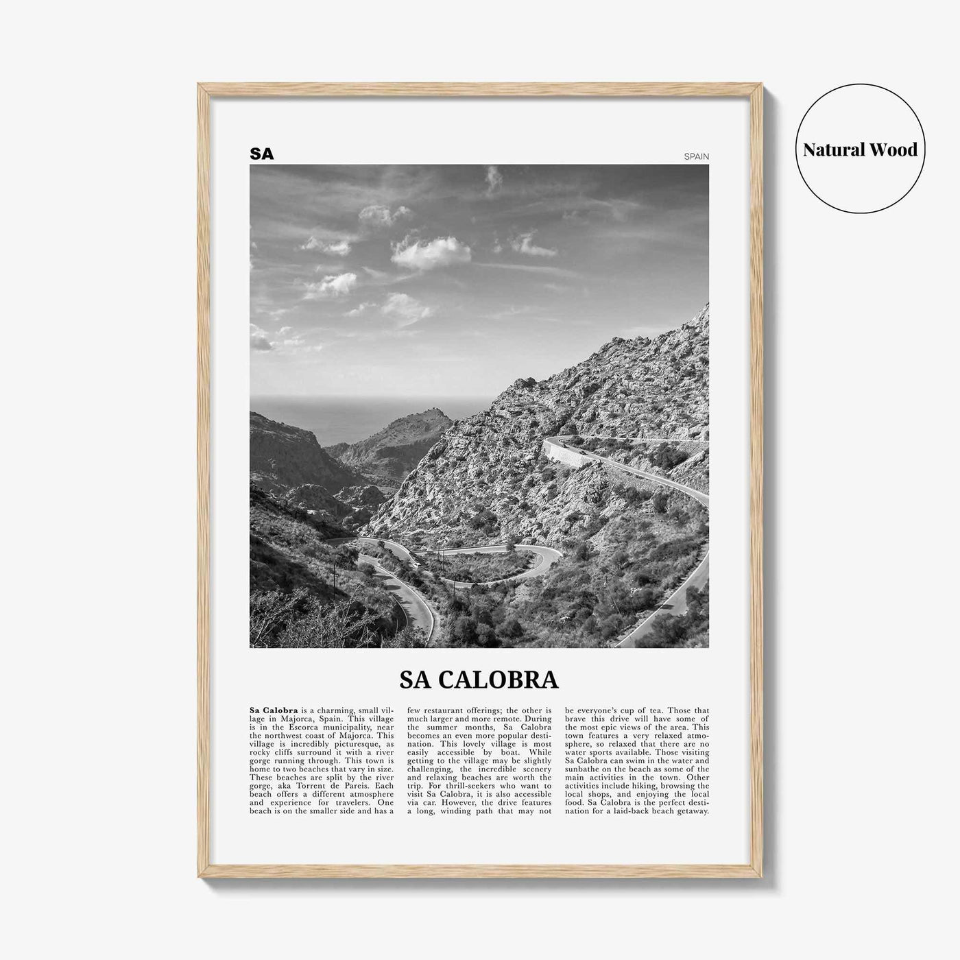 Sa Calobra Print Black and White, Sa Calobra Wall Art, Sa Calobra Poster, Sa Calobra Photo, Sa Calobra Wall Décor, Sa Calobra Map, Spain