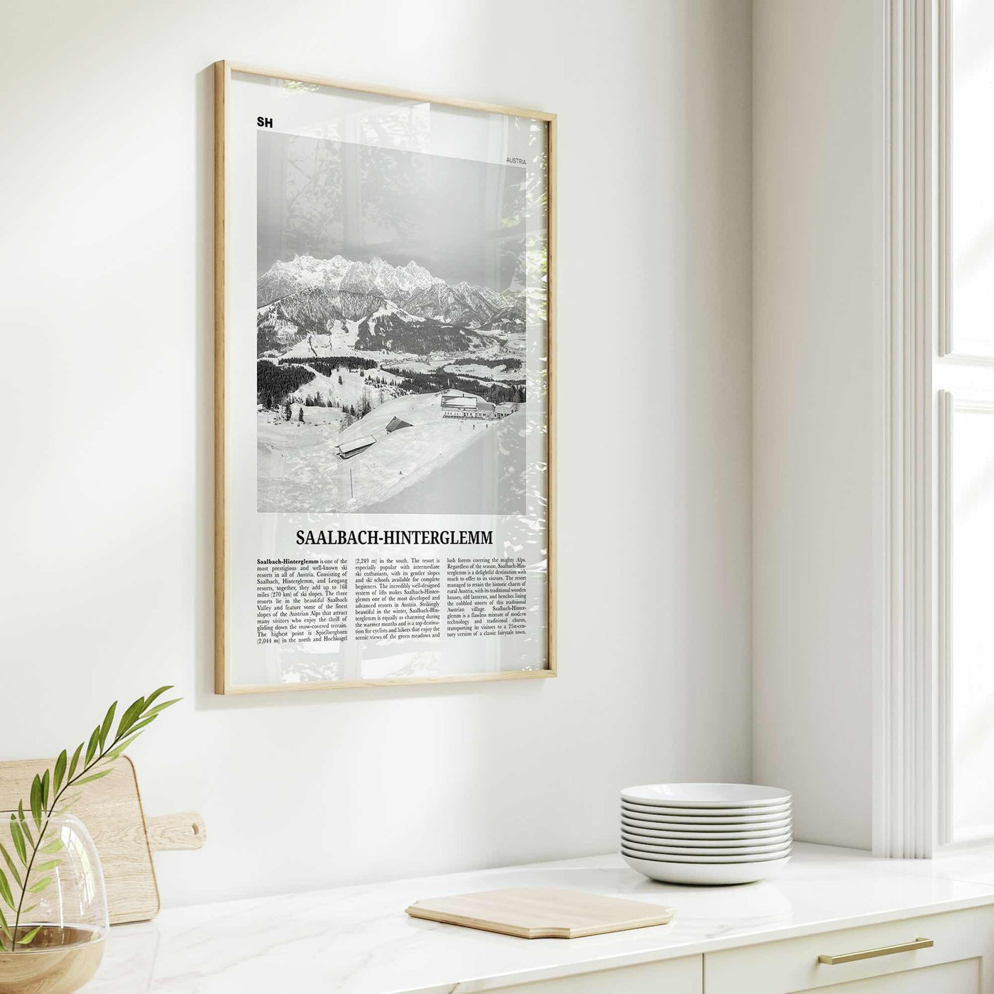 Saalbach Hinterglemm Print Black and White, Saalbach Wall Art, Saalbach Poster, Saalbach Photo, Österreich, Austria, Salzburg, Zell am See