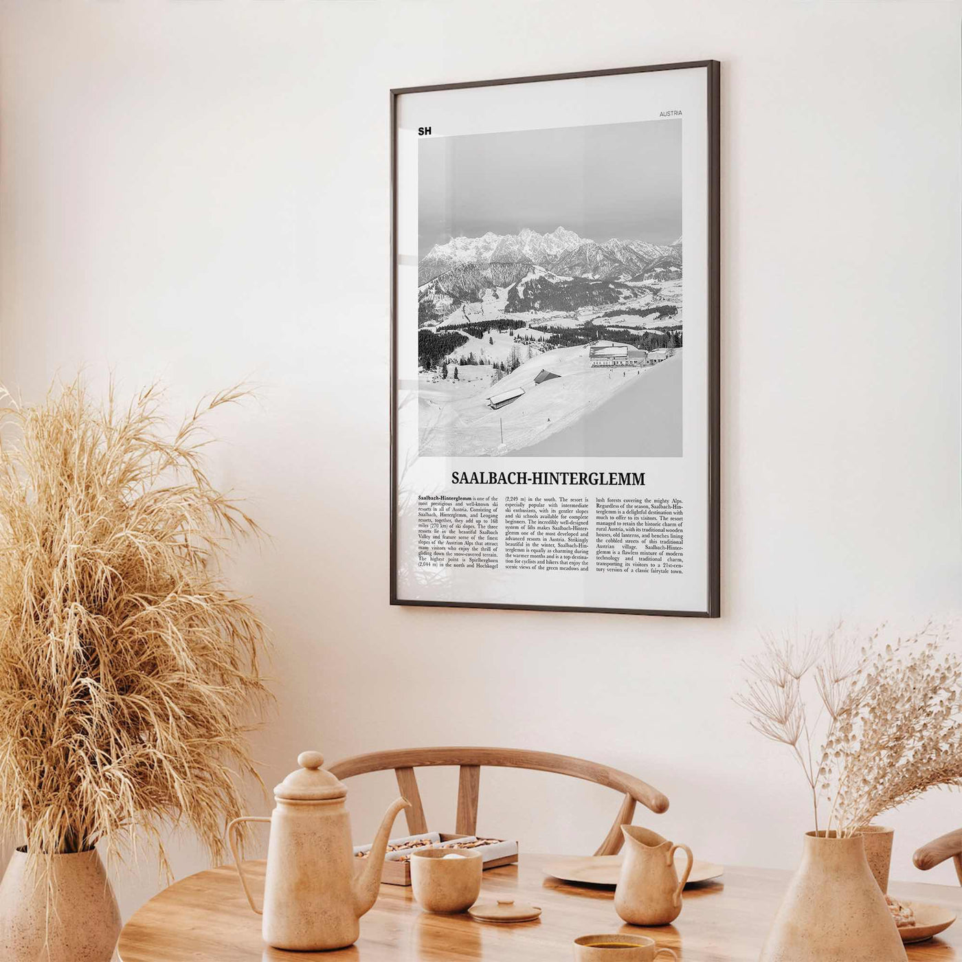 Saalbach Hinterglemm Print Black and White, Saalbach Wall Art, Saalbach Poster, Saalbach Photo, Österreich, Austria, Salzburg, Zell am See