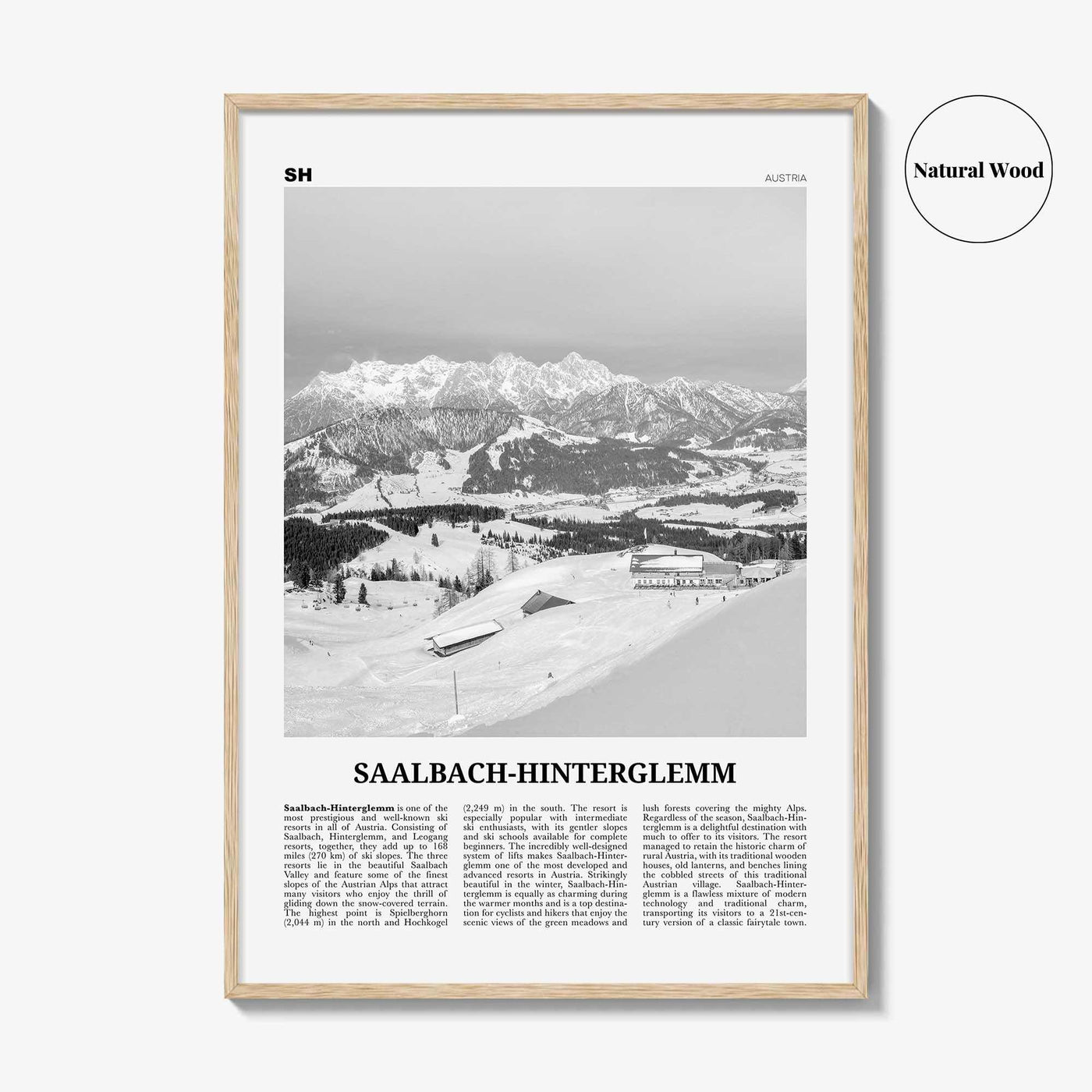 Saalbach Hinterglemm Print Black and White, Saalbach Wall Art, Saalbach Poster, Saalbach Photo, Österreich, Austria, Salzburg, Zell am See