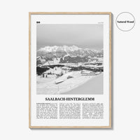 Saalbach Hinterglemm Print Black and White, Saalbach Wall Art, Saalbach Poster, Saalbach Photo, Österreich, Austria, Salzburg, Zell am See