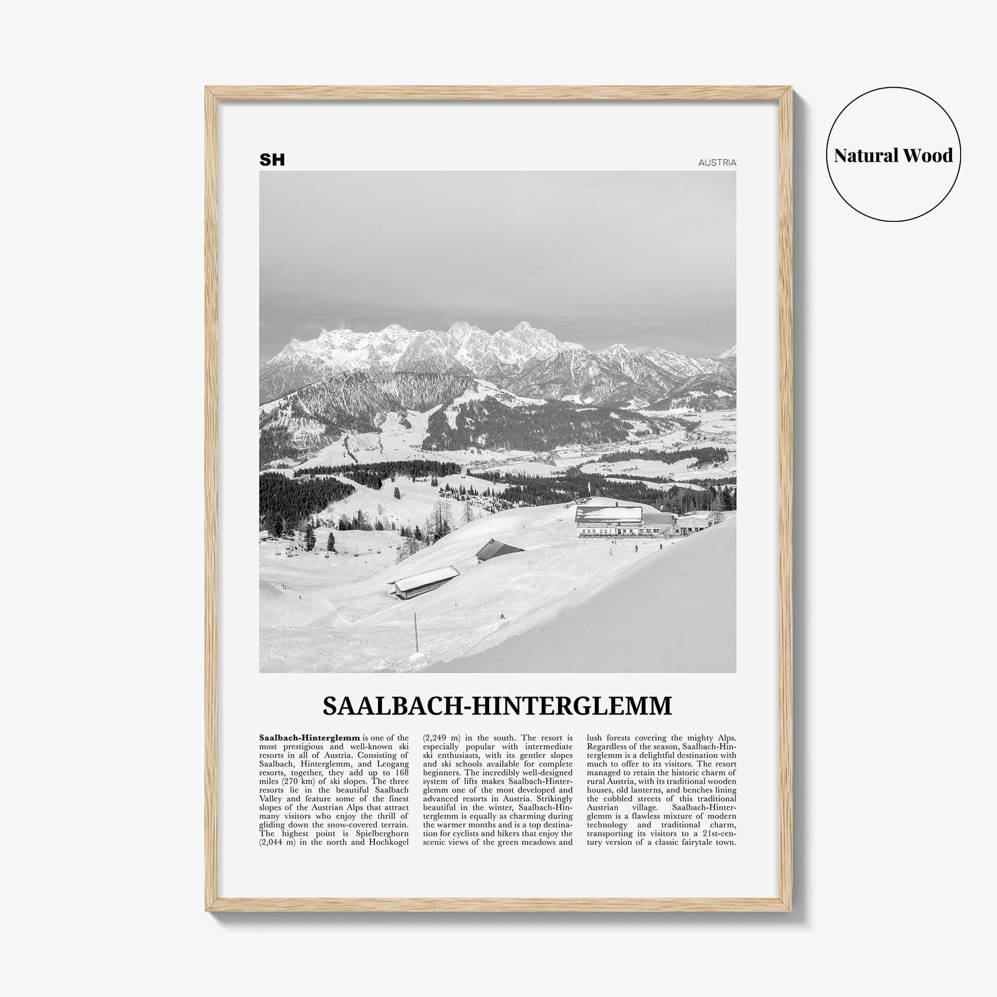 Saalbach Hinterglemm Print Black and White, Saalbach Wall Art, Saalbach Poster, Saalbach Photo, Österreich, Austria, Salzburg, Zell am See