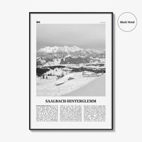 Saalbach Hinterglemm Print Black and White, Saalbach Wall Art, Saalbach Poster, Saalbach Photo, Österreich, Austria, Salzburg, Zell am See
