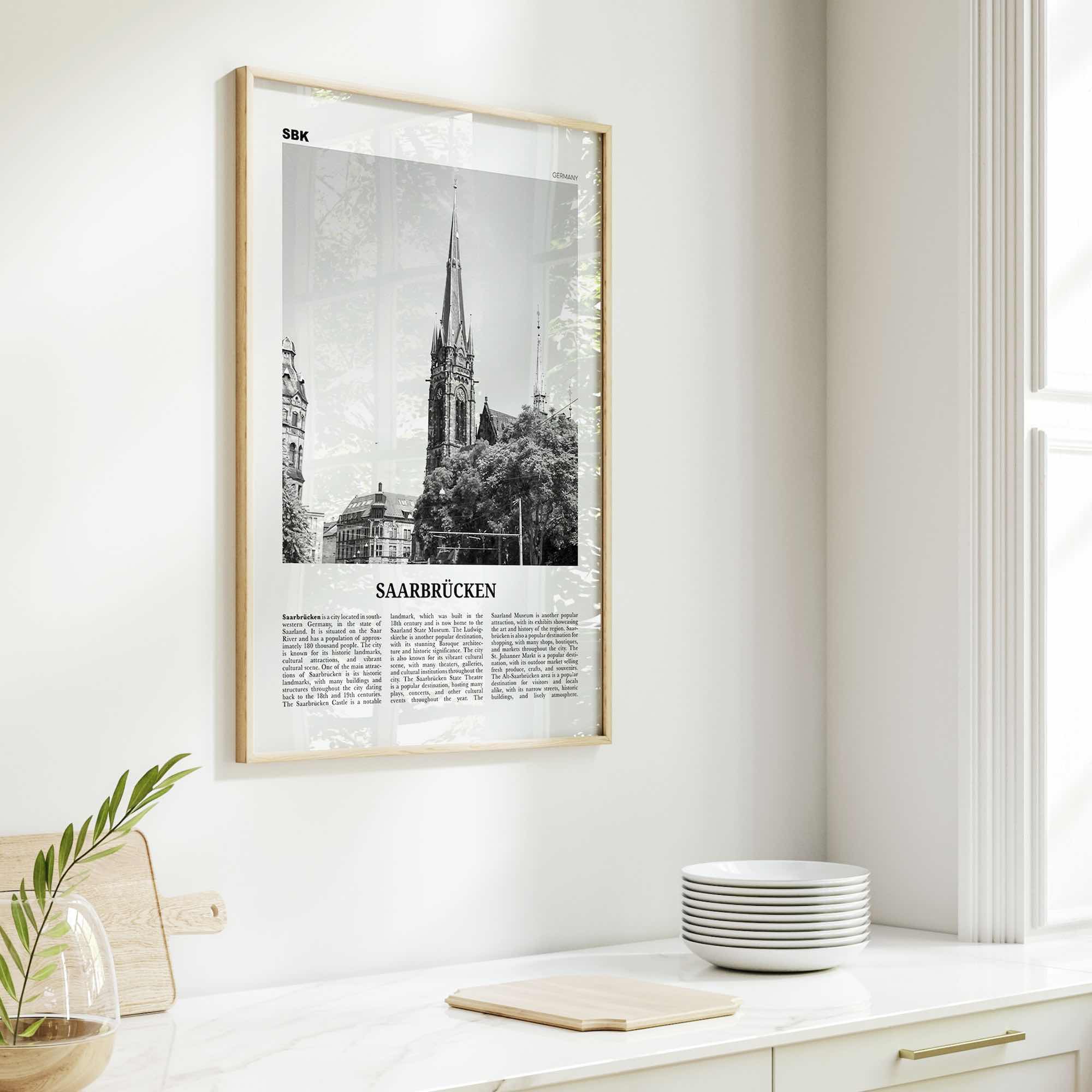 Saarbrucken Print Black and White, Saarbrücken Wall Art, Saarbrücken Poster, Saarbrücken Photo, Saarbrücken Wall Décor, Saarbrücken Map,