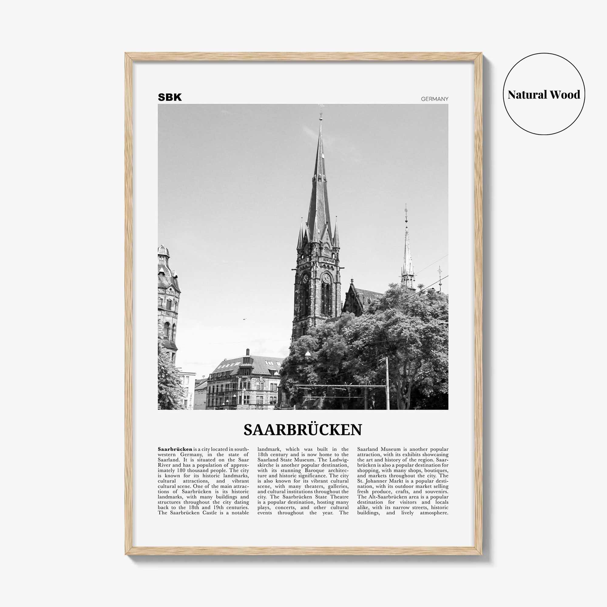 Saarbrucken Print Black and White, Saarbrücken Wall Art, Saarbrücken Poster, Saarbrücken Photo, Saarbrücken Wall Décor, Saarbrücken Map,