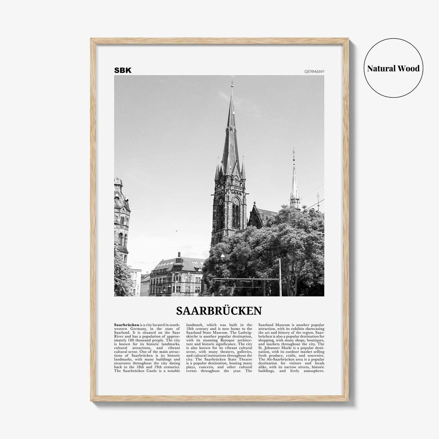 Saarbrucken Print Black and White, Saarbrücken Wall Art, Saarbrücken Poster, Saarbrücken Photo, Saarbrücken Wall Décor, Saarbrücken Map,