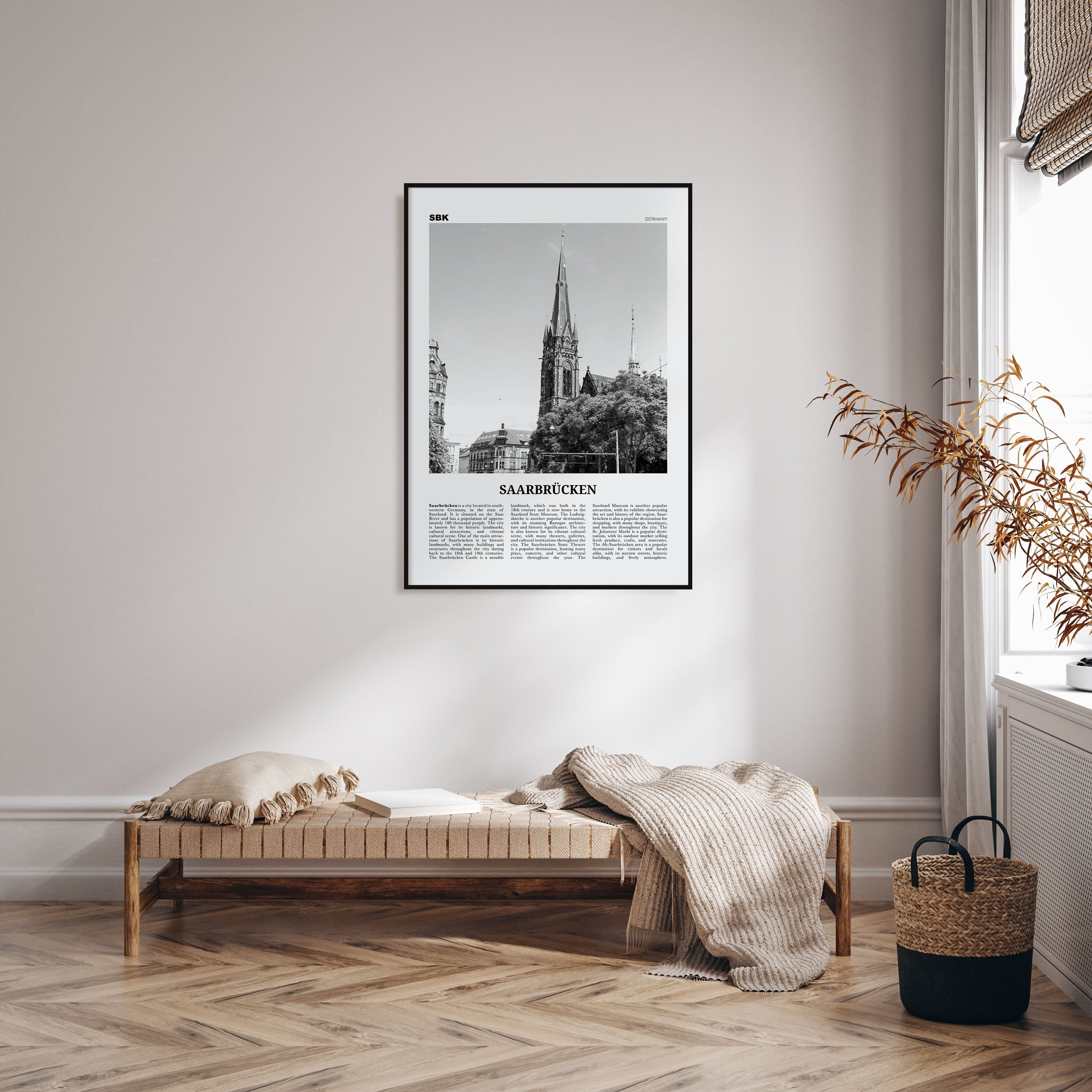 Saarbrücken Travel B&W Poster