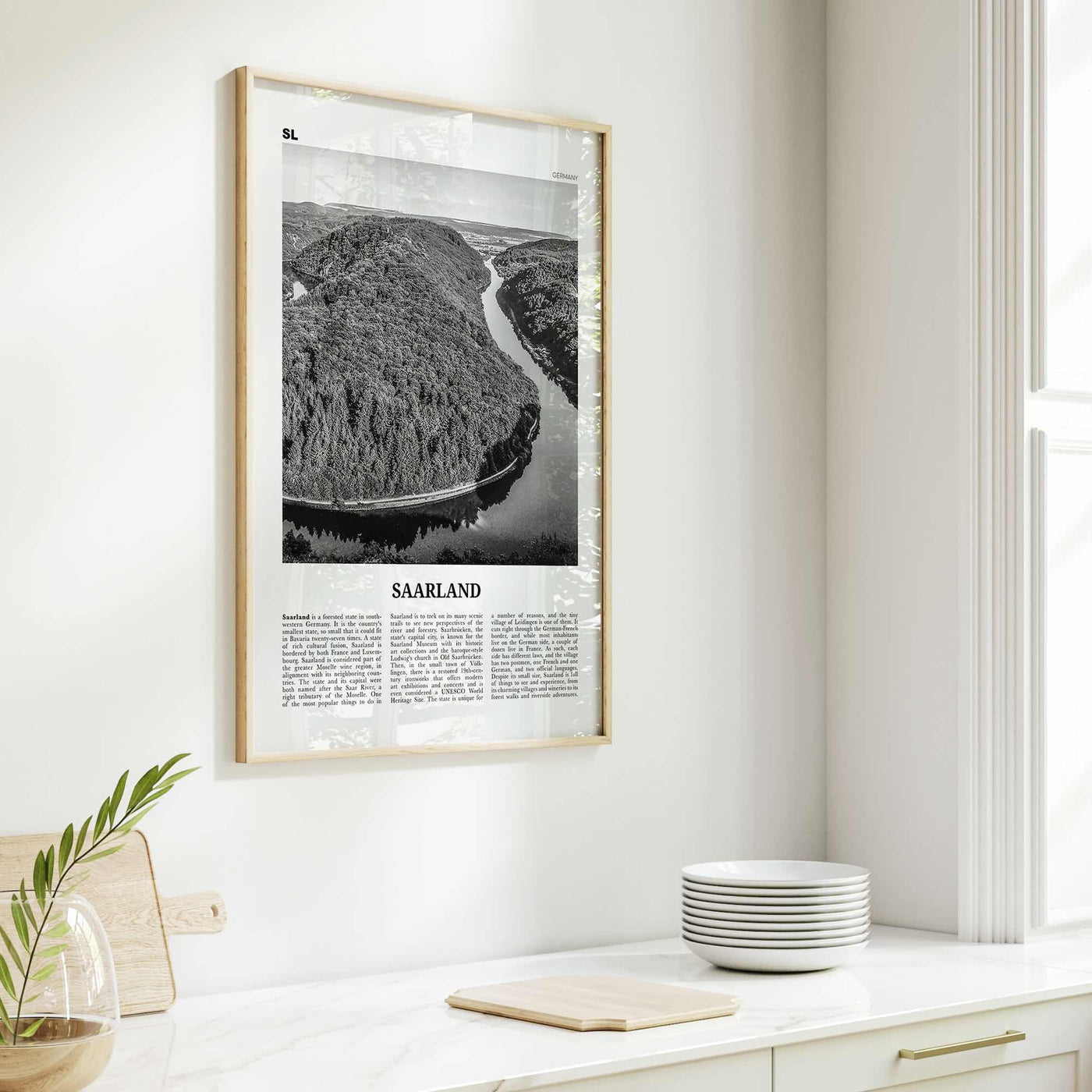 Saarland Print Black and White, Saarland Wall Art, Saarland Poster, Saarland Photo, Saarland Wall Décor, Saarland Map, Germany