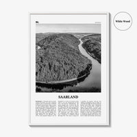 Saarland Print Black and White, Saarland Wall Art, Saarland Poster, Saarland Photo, Saarland Wall Décor, Saarland Map, Germany