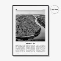 Saarland Print Black and White, Saarland Wall Art, Saarland Poster, Saarland Photo, Saarland Wall Décor, Saarland Map, Germany