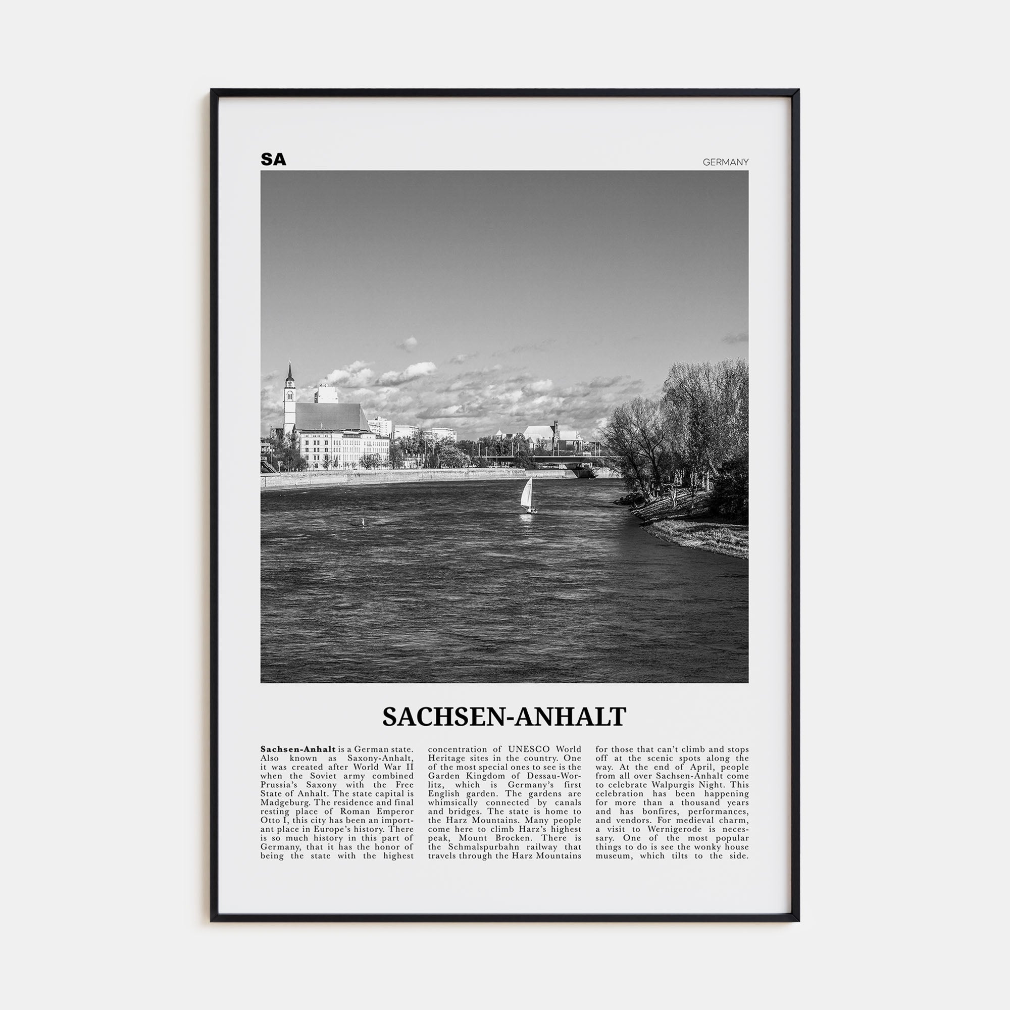 Sachsen-Anhalt Travel B&W Poster