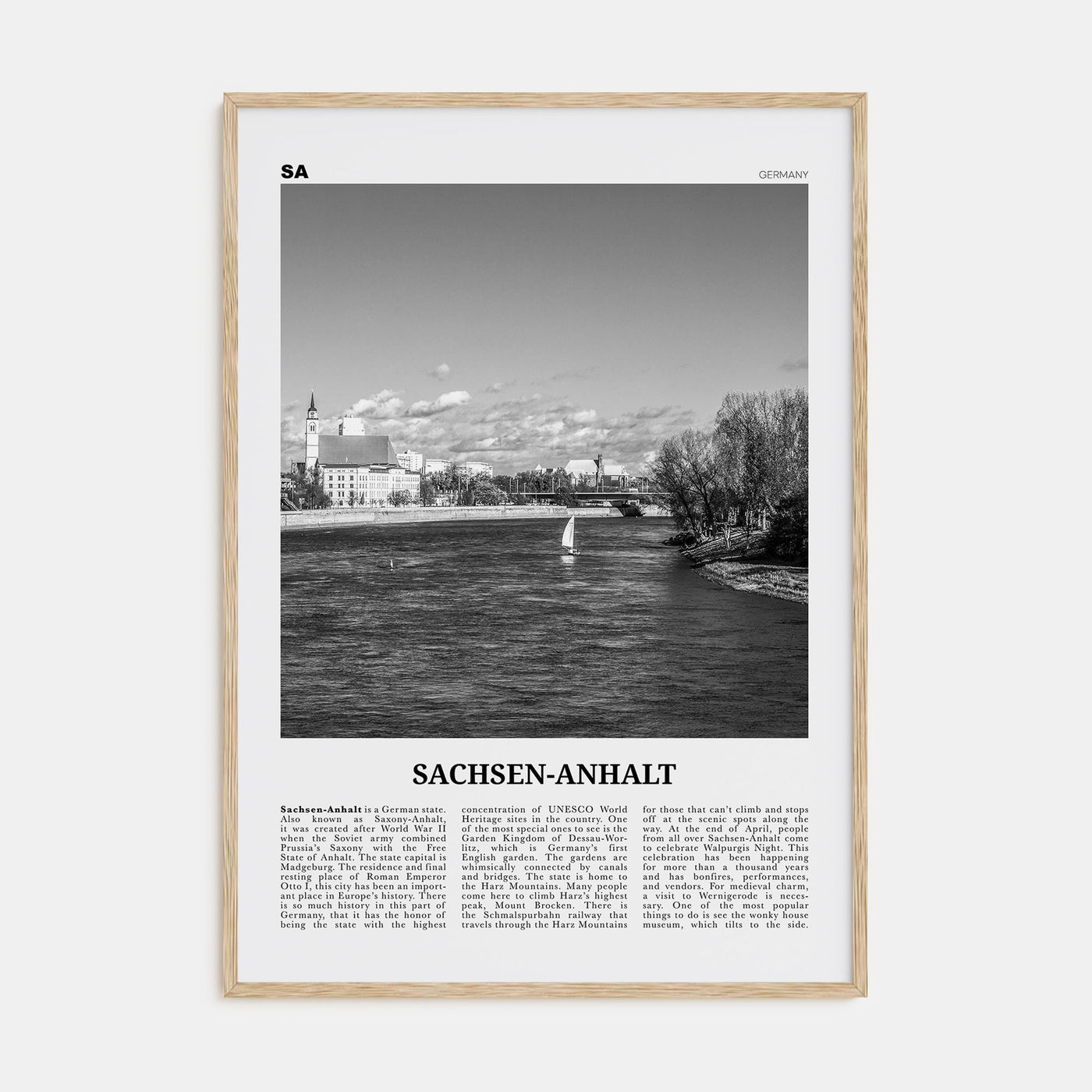 Sachsen-Anhalt Travel B&W Poster