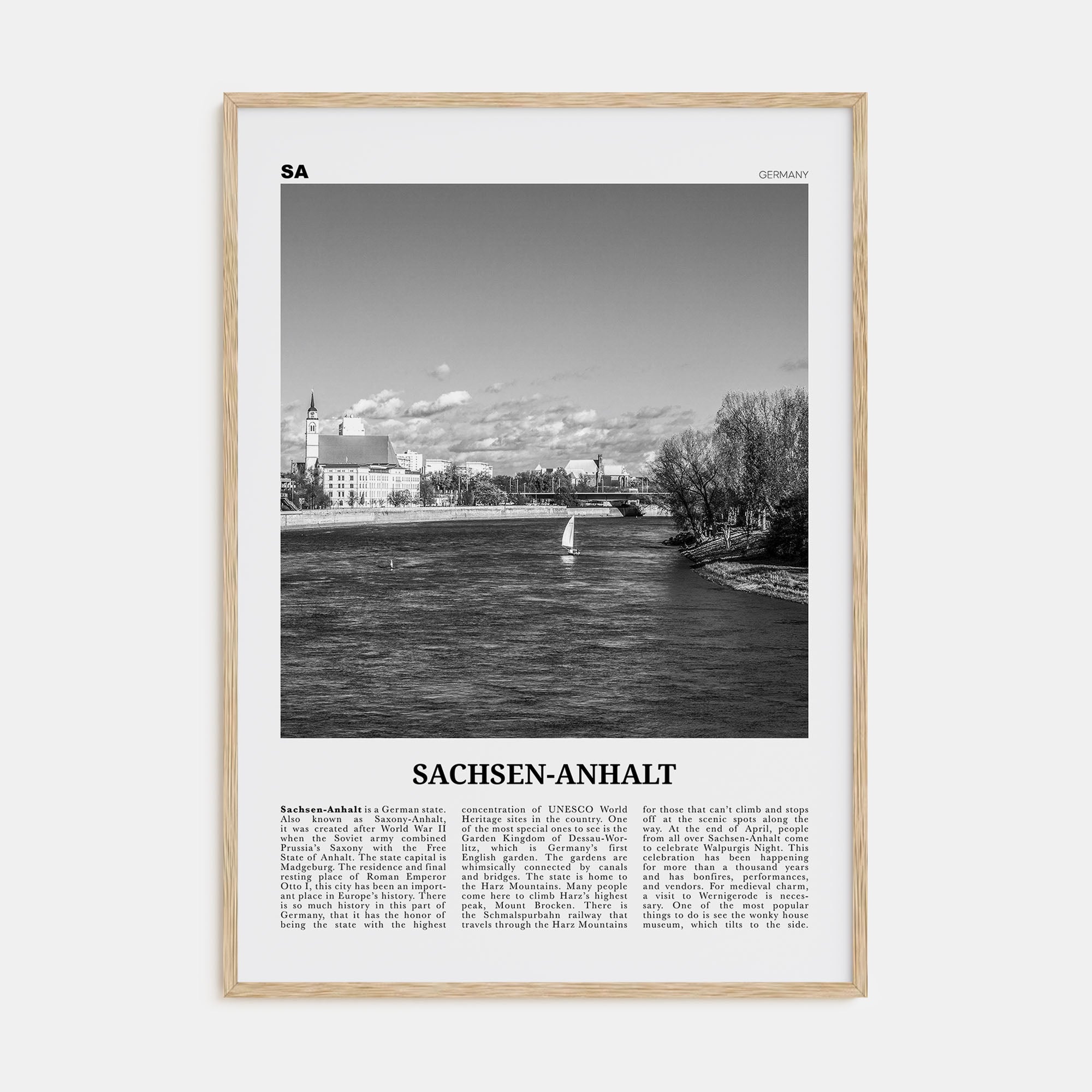 Sachsen-Anhalt Travel B&W Poster