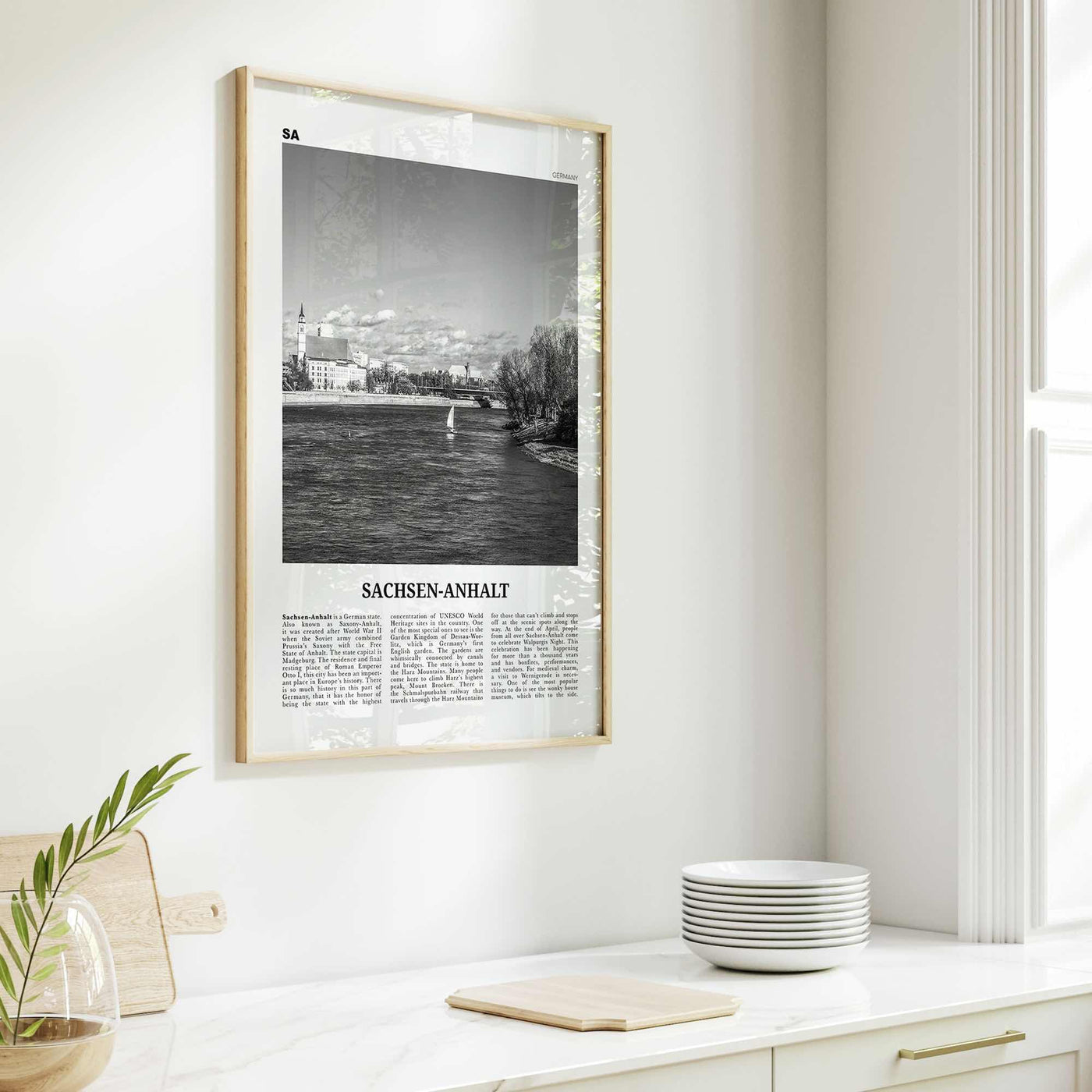 Sachsen Anhalt Print Black and White, Sachsen-Anhalt Wall Art, Sachsen-Anhalt Poster, Sachsen-Anhalt Photo, Sachsen-Anhalt Map, Germany