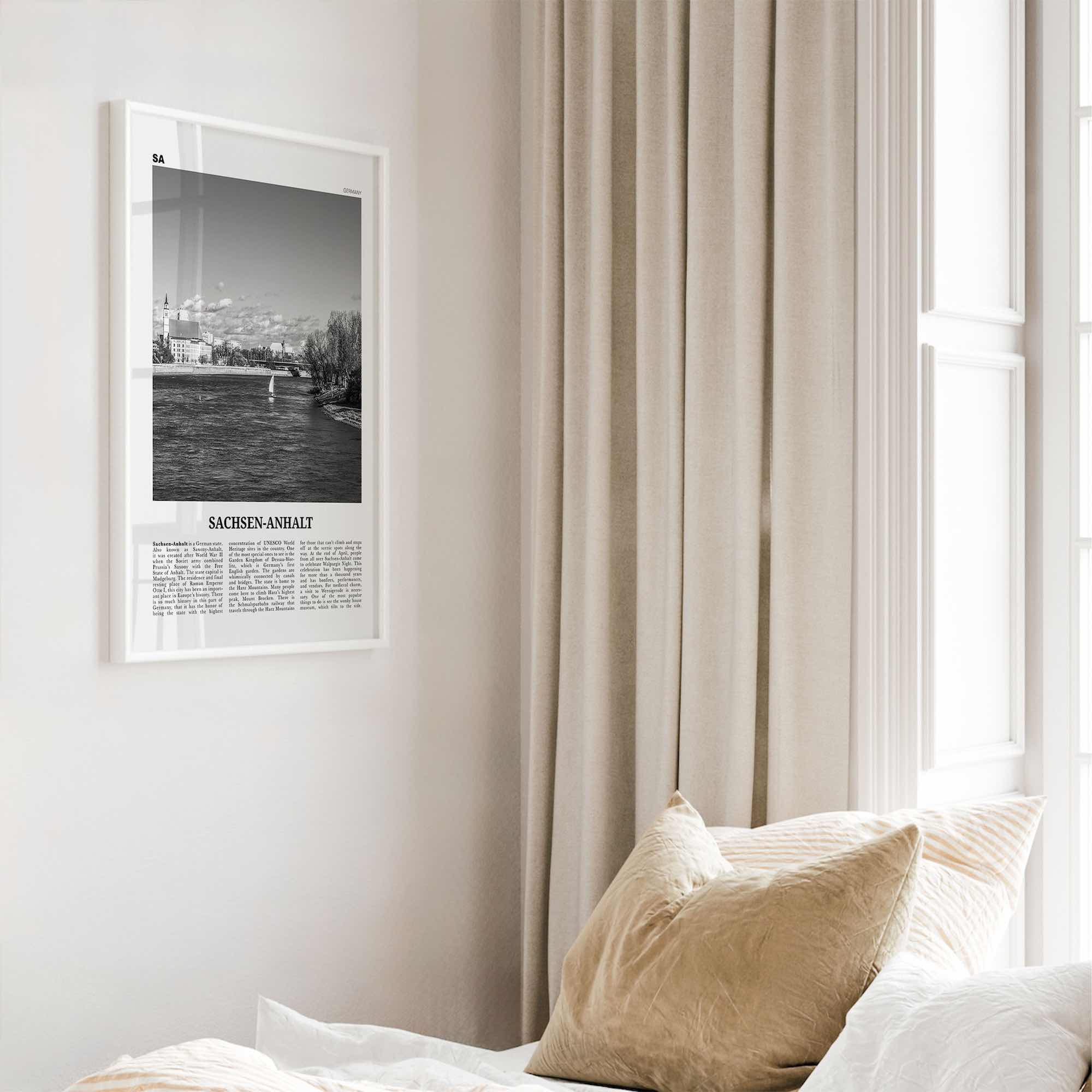 Sachsen Anhalt Print Black and White, Sachsen-Anhalt Wall Art, Sachsen-Anhalt Poster, Sachsen-Anhalt Photo, Sachsen-Anhalt Map, Germany