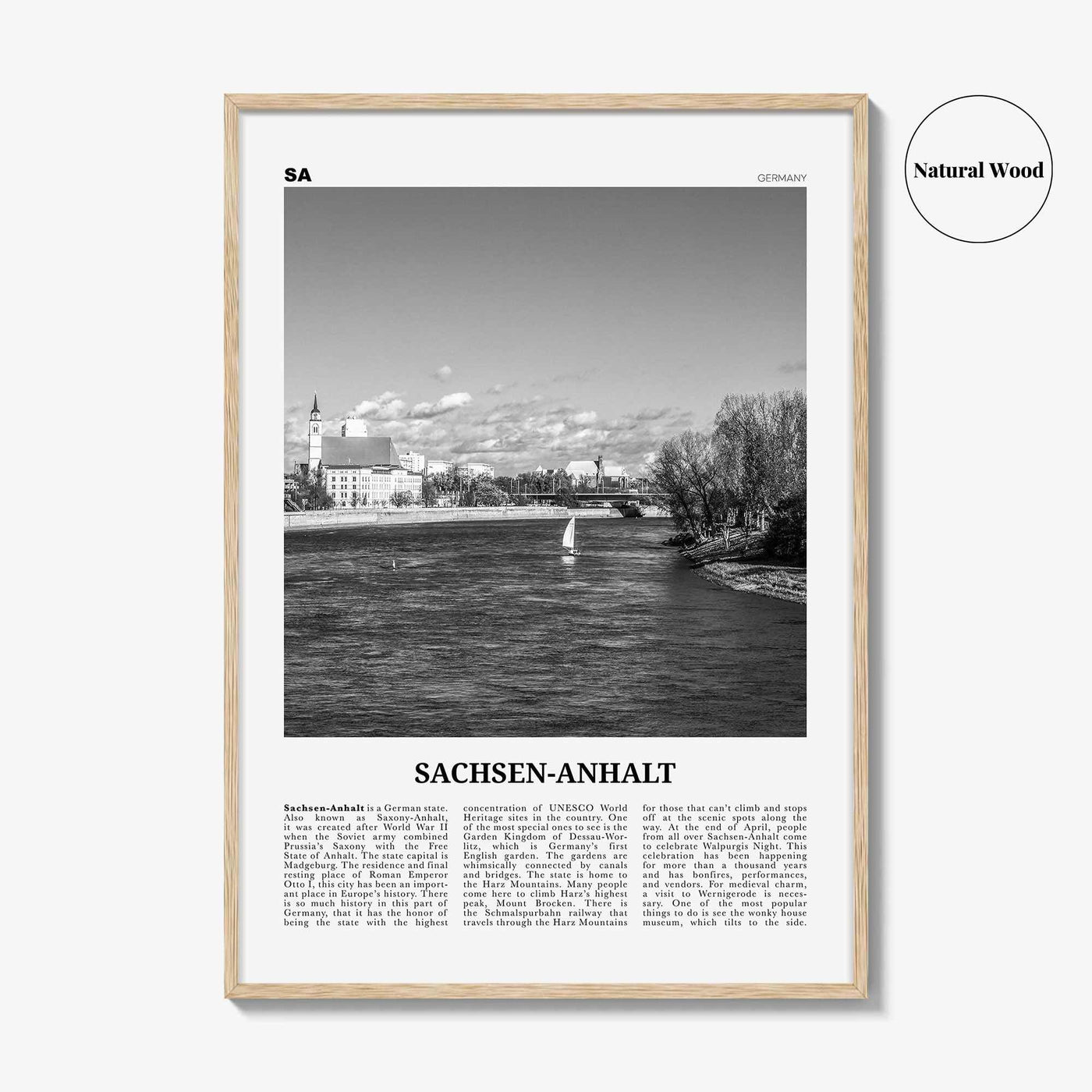 Sachsen Anhalt Print Black and White, Sachsen-Anhalt Wall Art, Sachsen-Anhalt Poster, Sachsen-Anhalt Photo, Sachsen-Anhalt Map, Germany