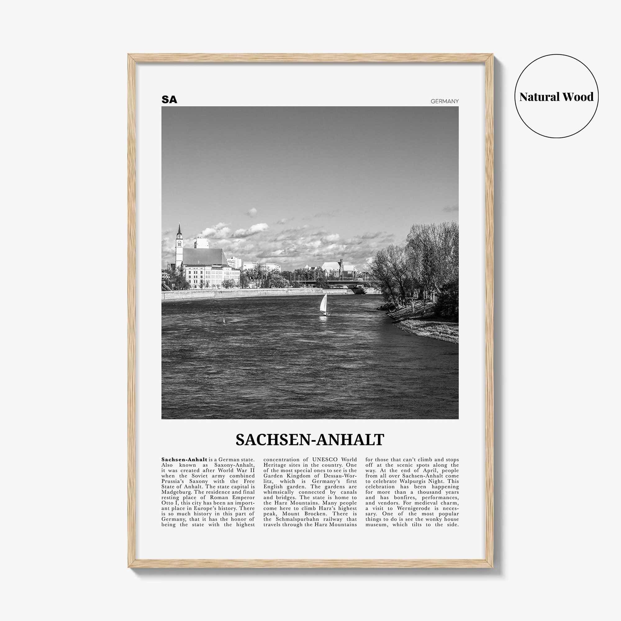 Sachsen Anhalt Print Black and White, Sachsen-Anhalt Wall Art, Sachsen-Anhalt Poster, Sachsen-Anhalt Photo, Sachsen-Anhalt Map, Germany