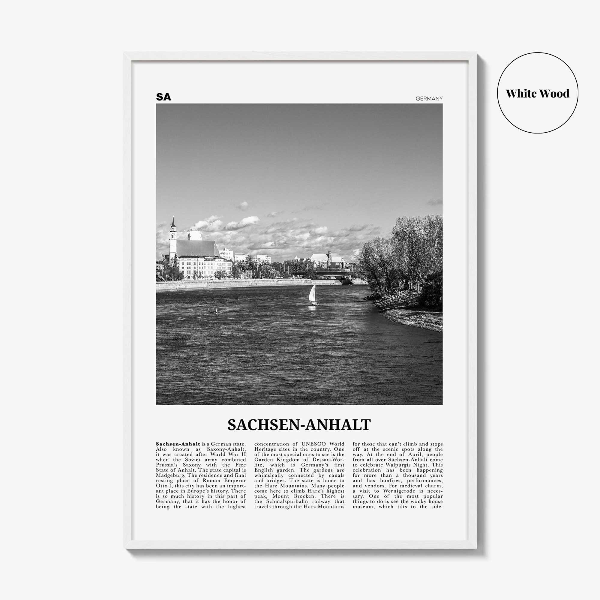 Sachsen Anhalt Print Black and White, Sachsen-Anhalt Wall Art, Sachsen-Anhalt Poster, Sachsen-Anhalt Photo, Sachsen-Anhalt Map, Germany