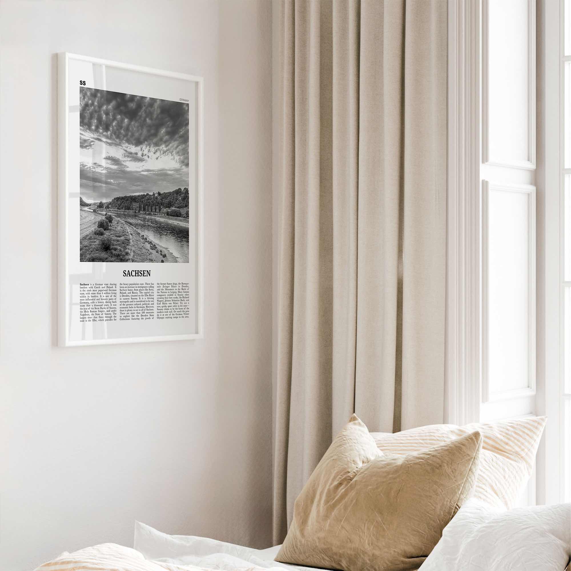 Sachsen Print Black and White, Sachsen Wall Art, Sachsen Poster, Sachsen Photo, Sachsen Wall Décor, Sachsen Map, Germany