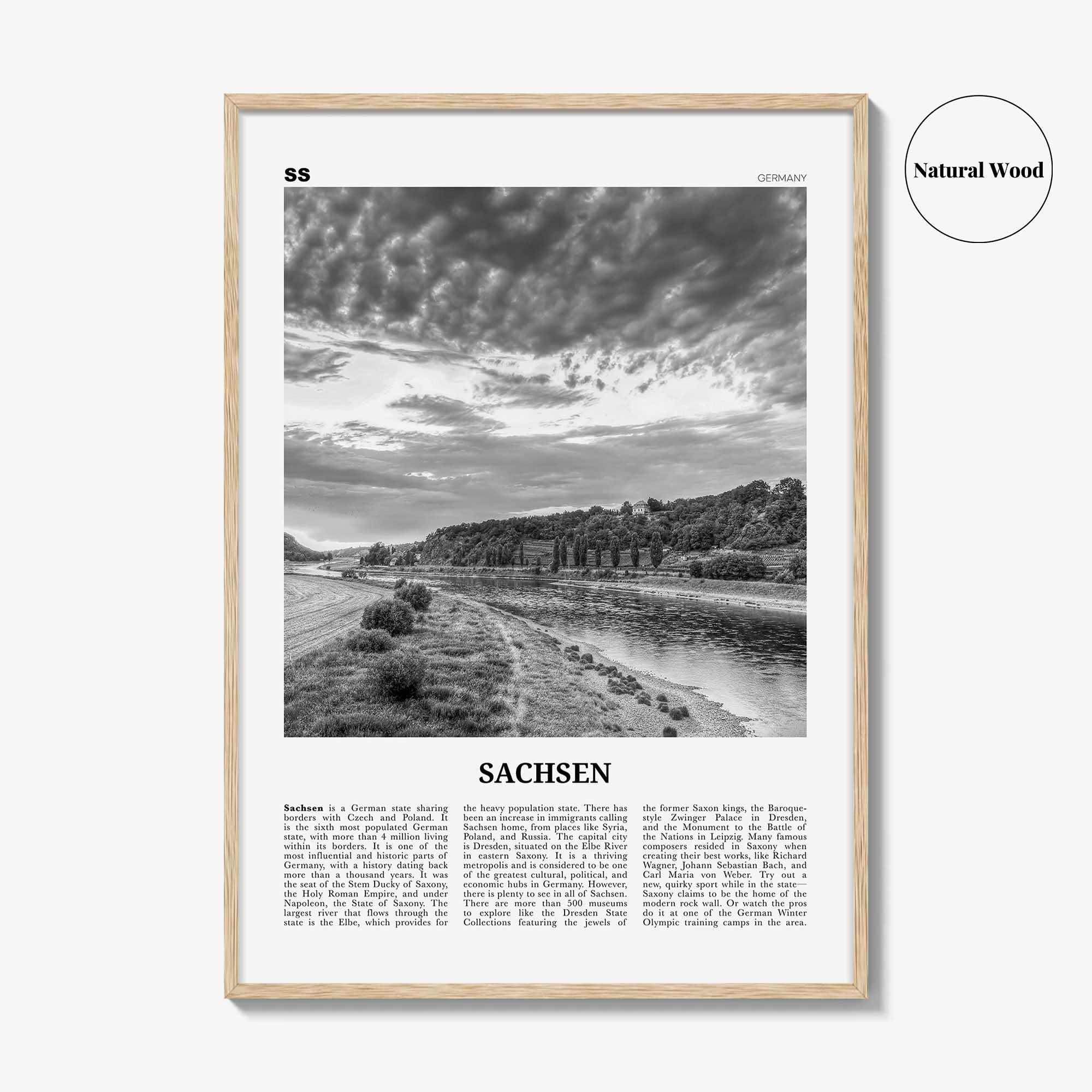 Sachsen Print Black and White, Sachsen Wall Art, Sachsen Poster, Sachsen Photo, Sachsen Wall Décor, Sachsen Map, Germany