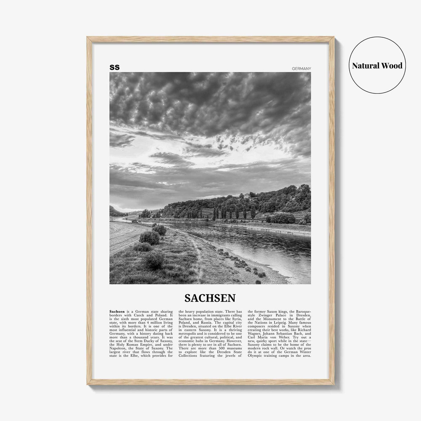 Sachsen Print Black and White, Sachsen Wall Art, Sachsen Poster, Sachsen Photo, Sachsen Wall Décor, Sachsen Map, Germany