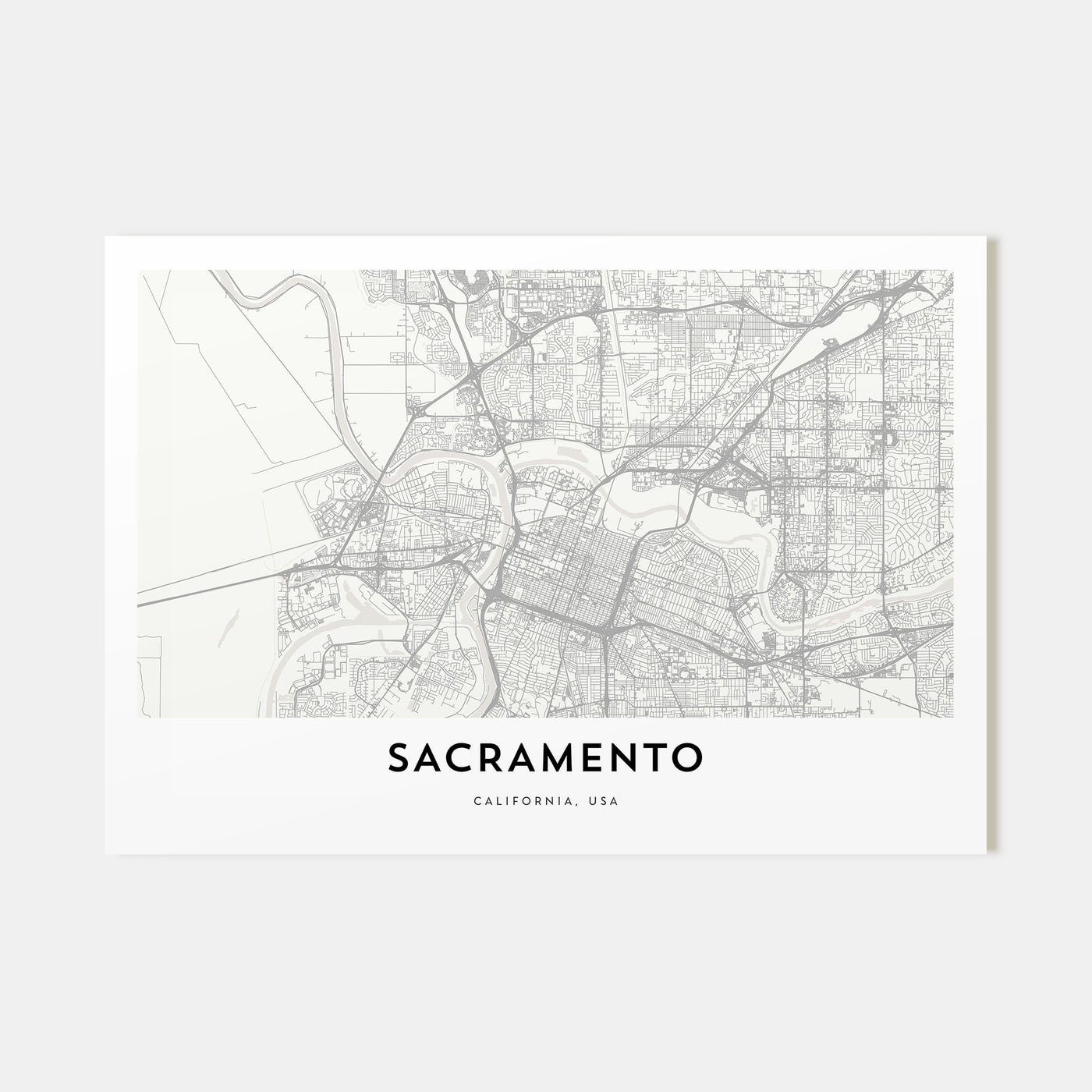 Sacramento Map Landscape Poster