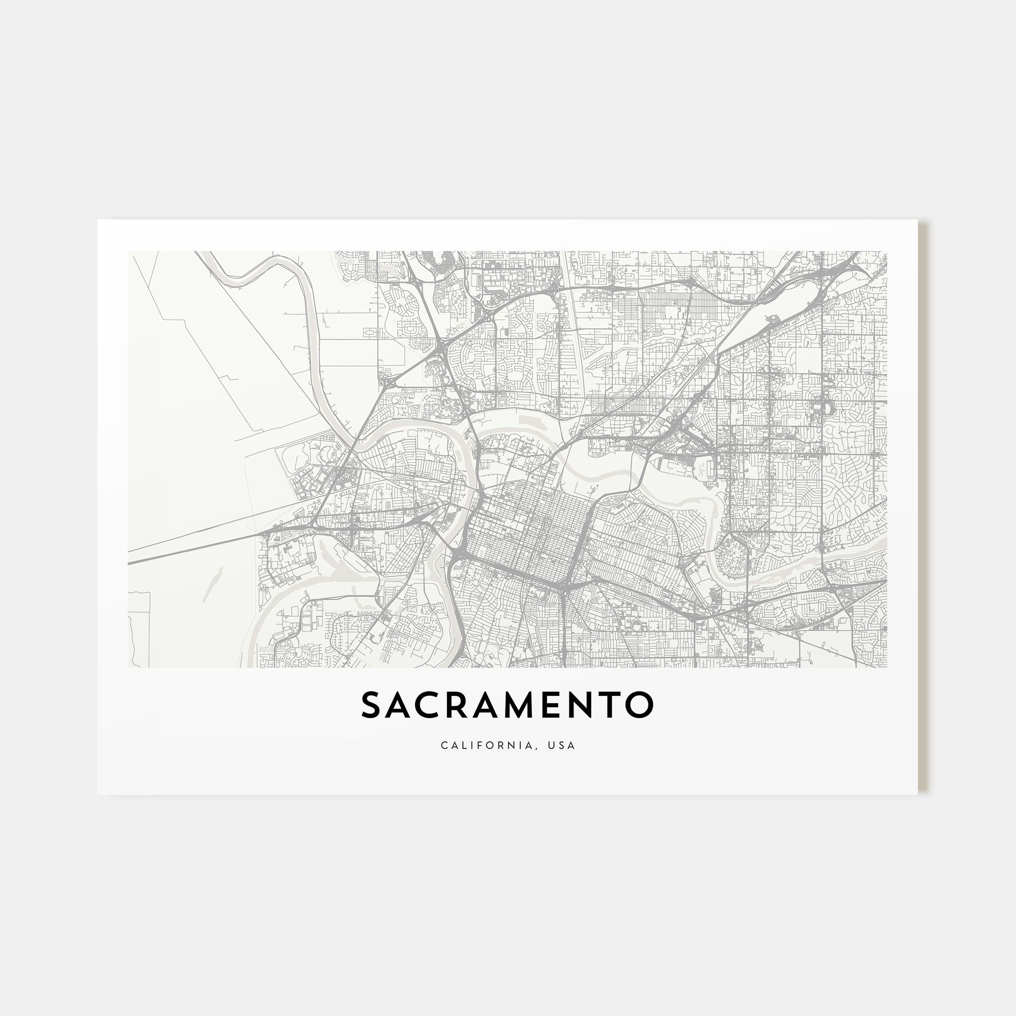 Sacramento Map Landscape Poster