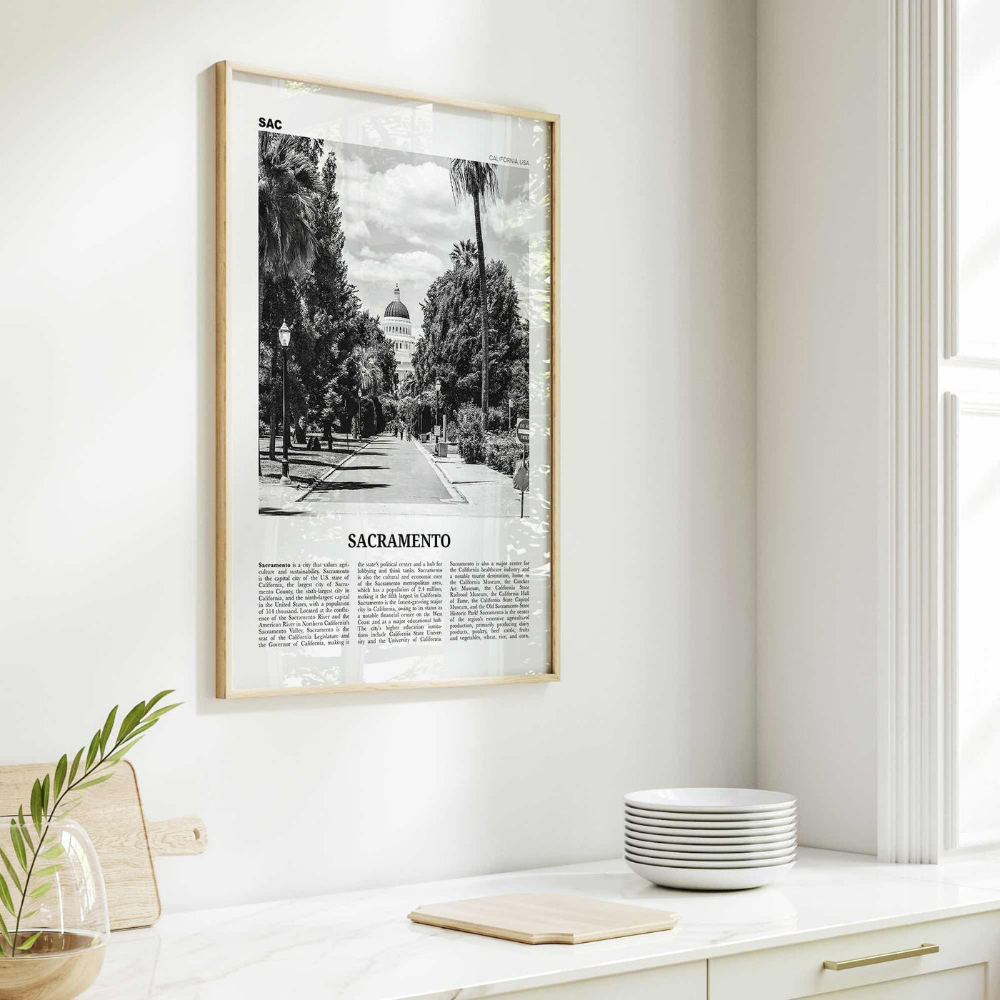 Sacramento Print Black and White No 1, Sacramento Wall Art, Sacramento Poster, Sacramento Photo, California, USA, United States