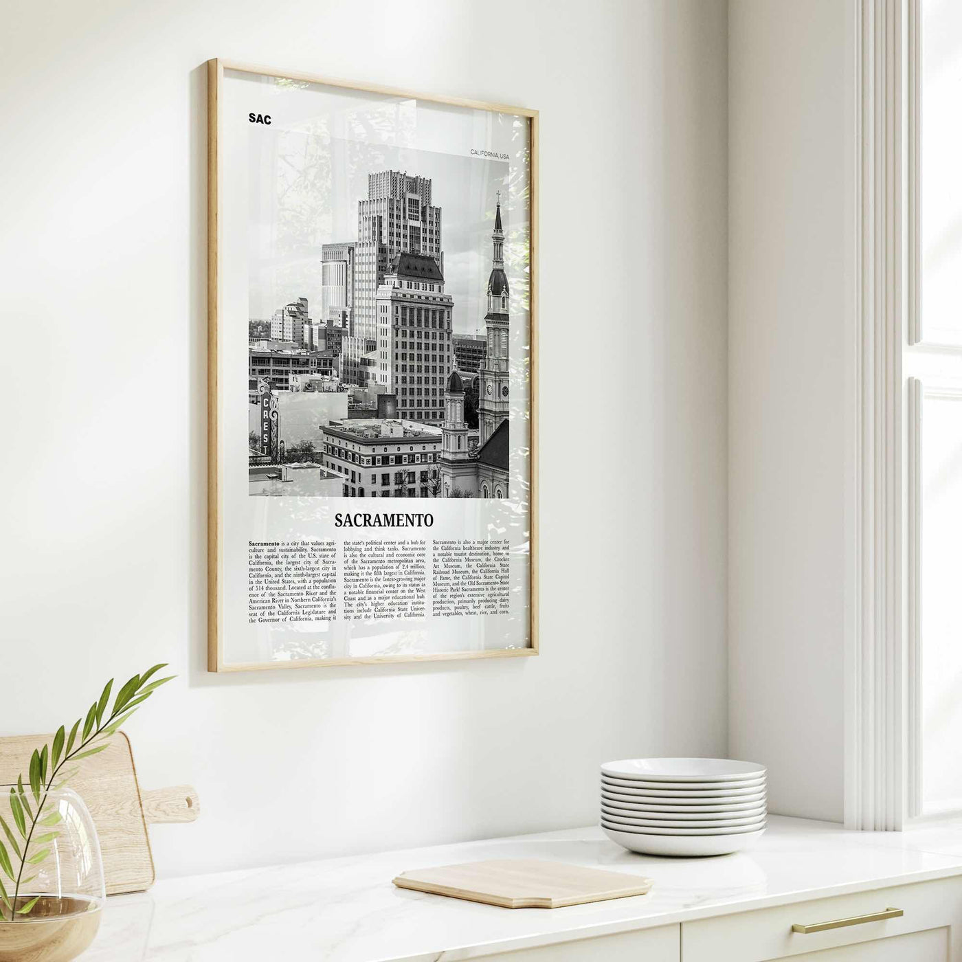 Sacramento Print Black and White No 2, Sacramento Wall Art, Sacramento Poster, Sacramento Photo, California, USA, United States