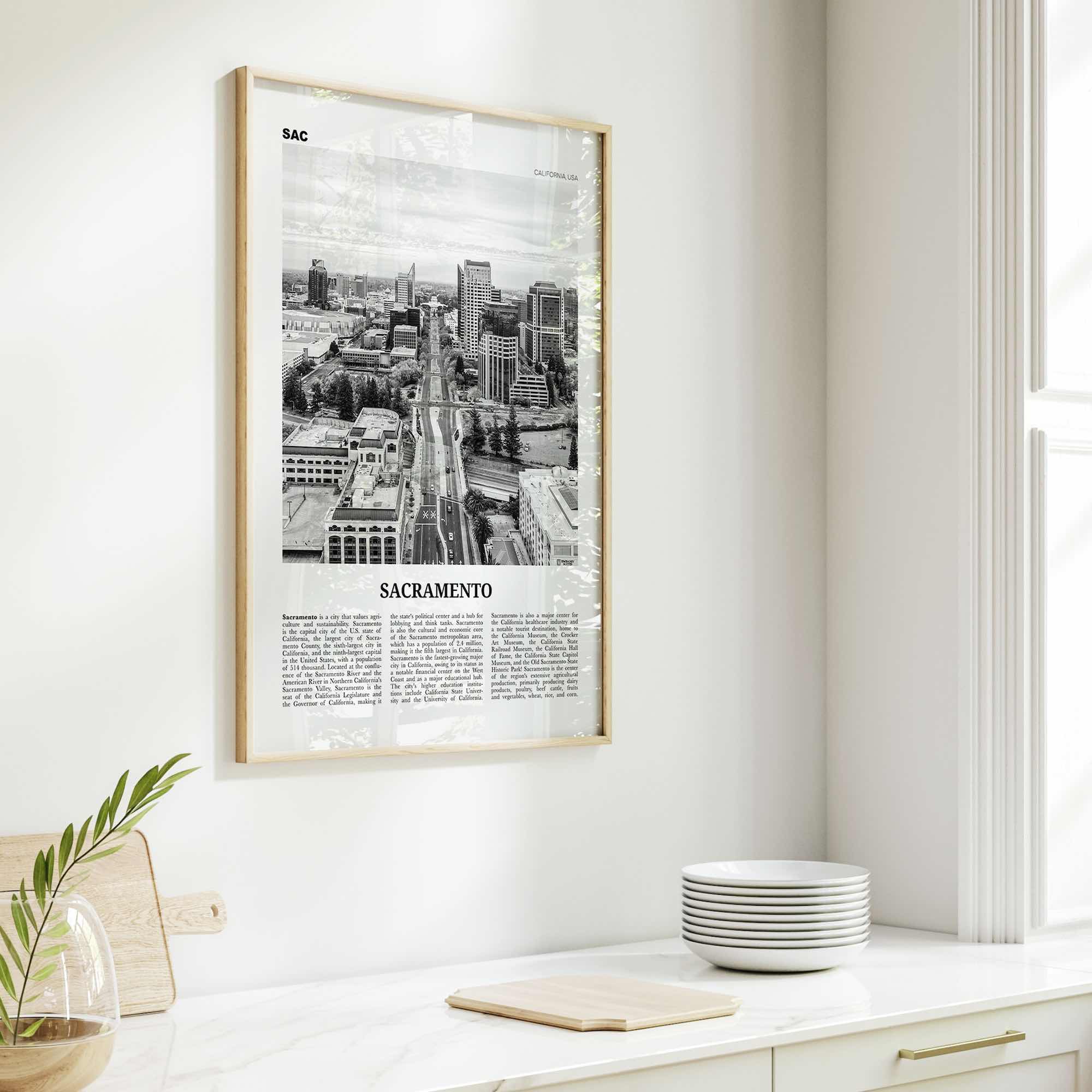 Sacramento Print Black and White No 3, Sacramento Wall Art, Sacramento Poster, Sacramento Photo, California, USA, United States