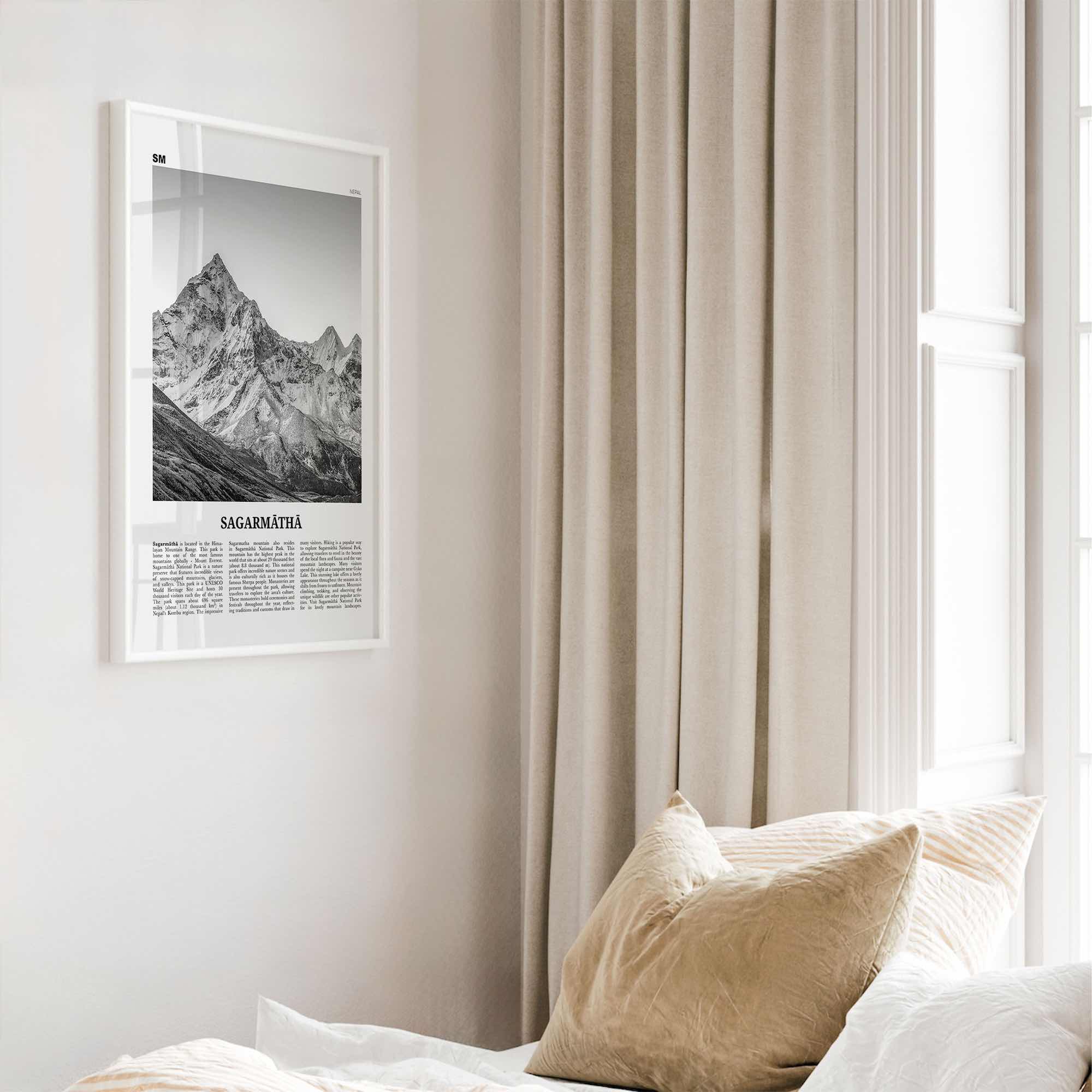 Sagarmatha National Park Print Black and White, Sagarmāthā Wall Art, Sagarmāthā Poster, Sagarmāthā Photo, Sagarmāthā Wall Décor, Nepal