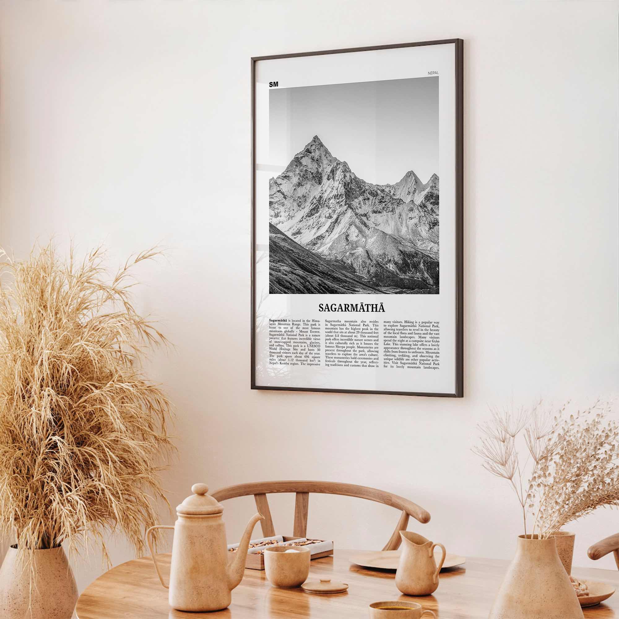 Sagarmatha National Park Print Black and White, Sagarmāthā Wall Art, Sagarmāthā Poster, Sagarmāthā Photo, Sagarmāthā Wall Décor, Nepal