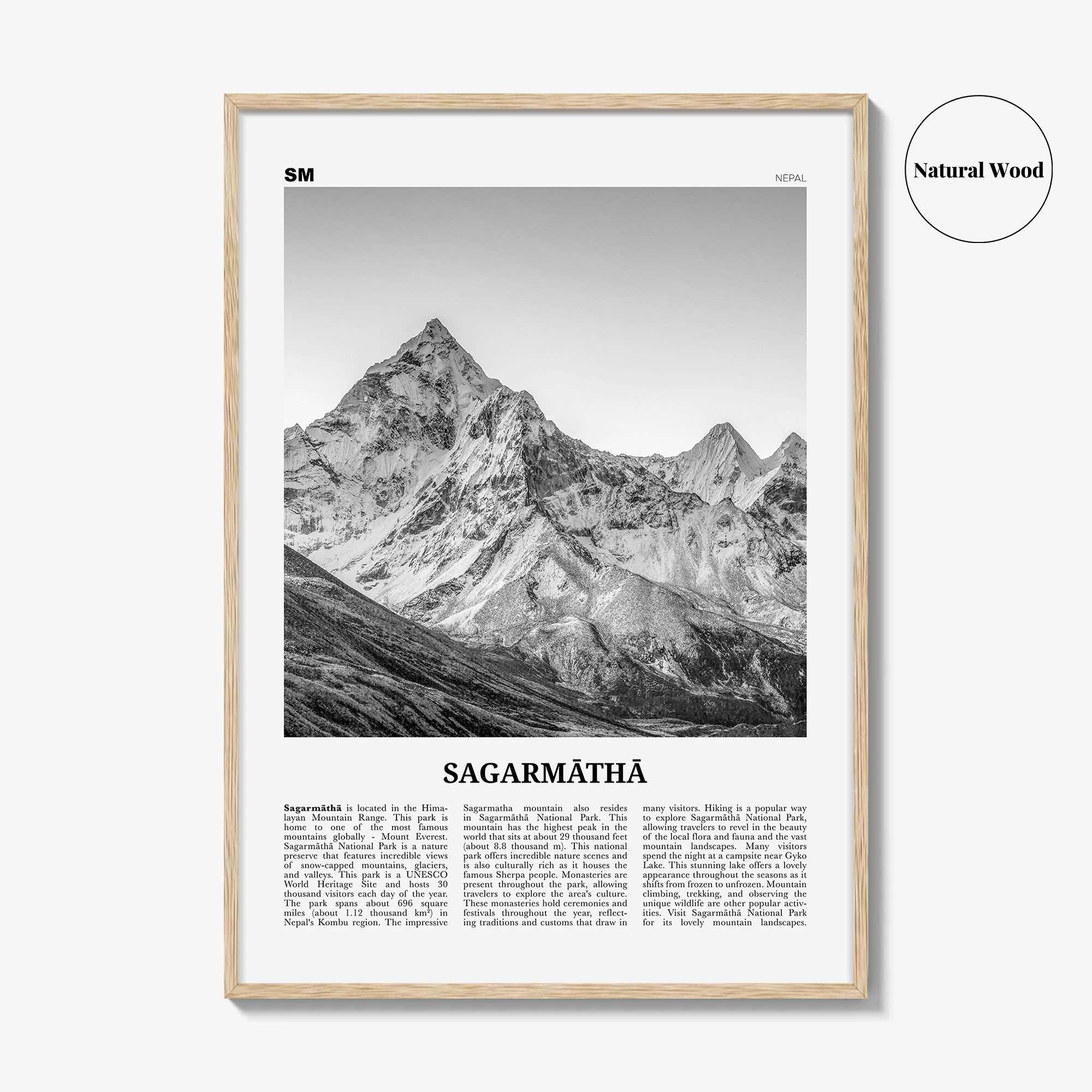 Sagarmatha National Park Print Black and White, Sagarmāthā Wall Art, Sagarmāthā Poster, Sagarmāthā Photo, Sagarmāthā Wall Décor, Nepal
