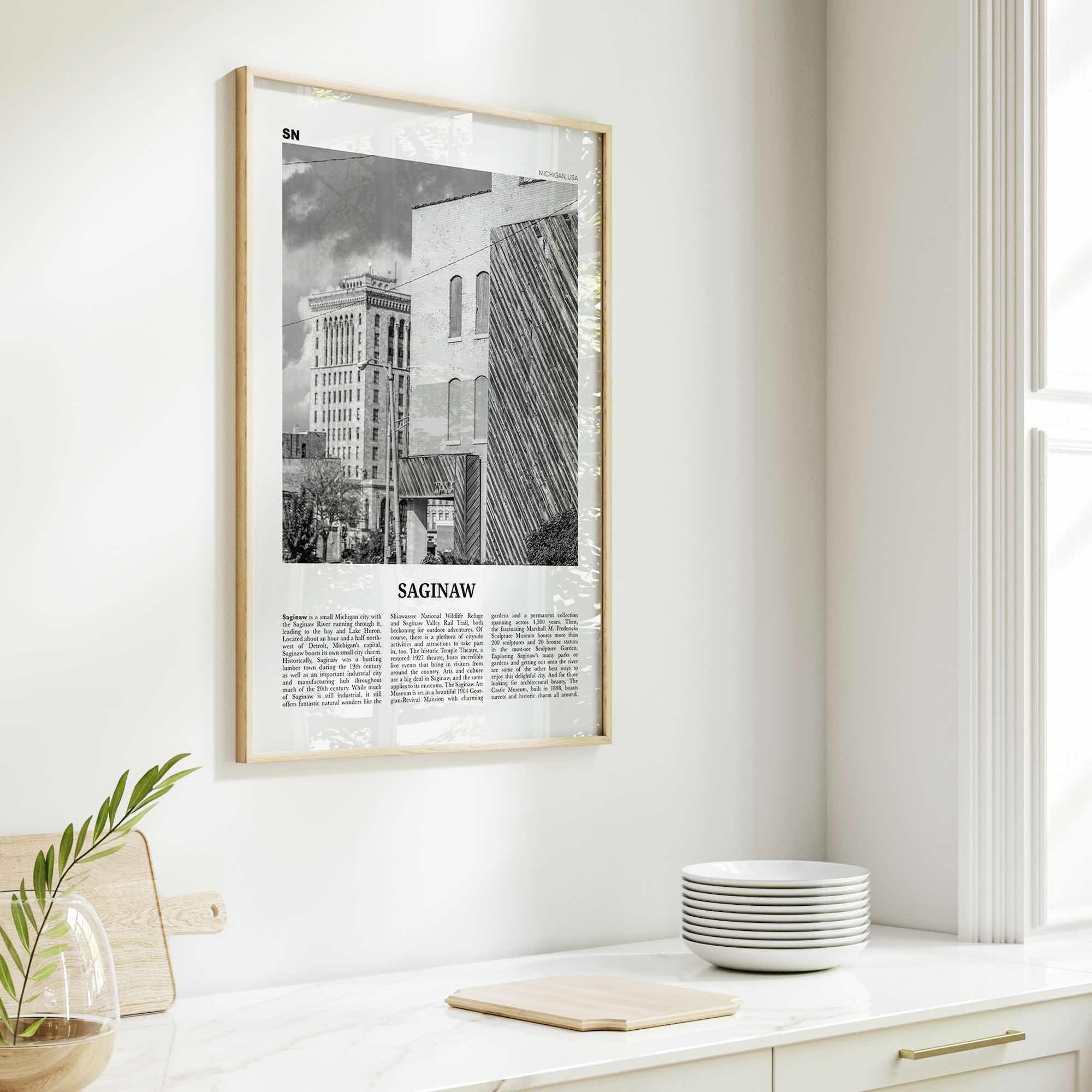 Saginaw Print Black and White, Saginaw Wall Art, Saginaw Poster, Saginaw Photo, Saginaw Map, Saginaw Wall Decor, Michigan, USA United States