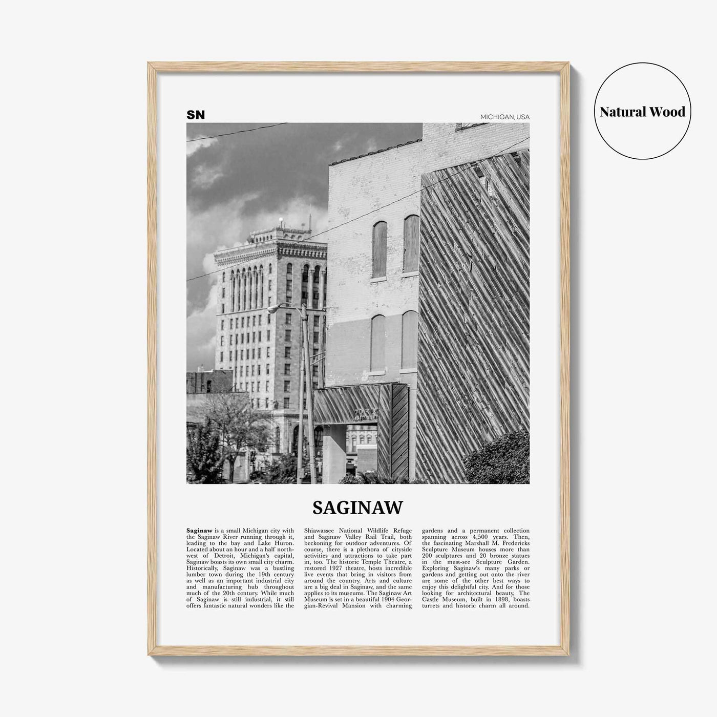 Saginaw Print Black and White, Saginaw Wall Art, Saginaw Poster, Saginaw Photo, Saginaw Map, Saginaw Wall Decor, Michigan, USA United States