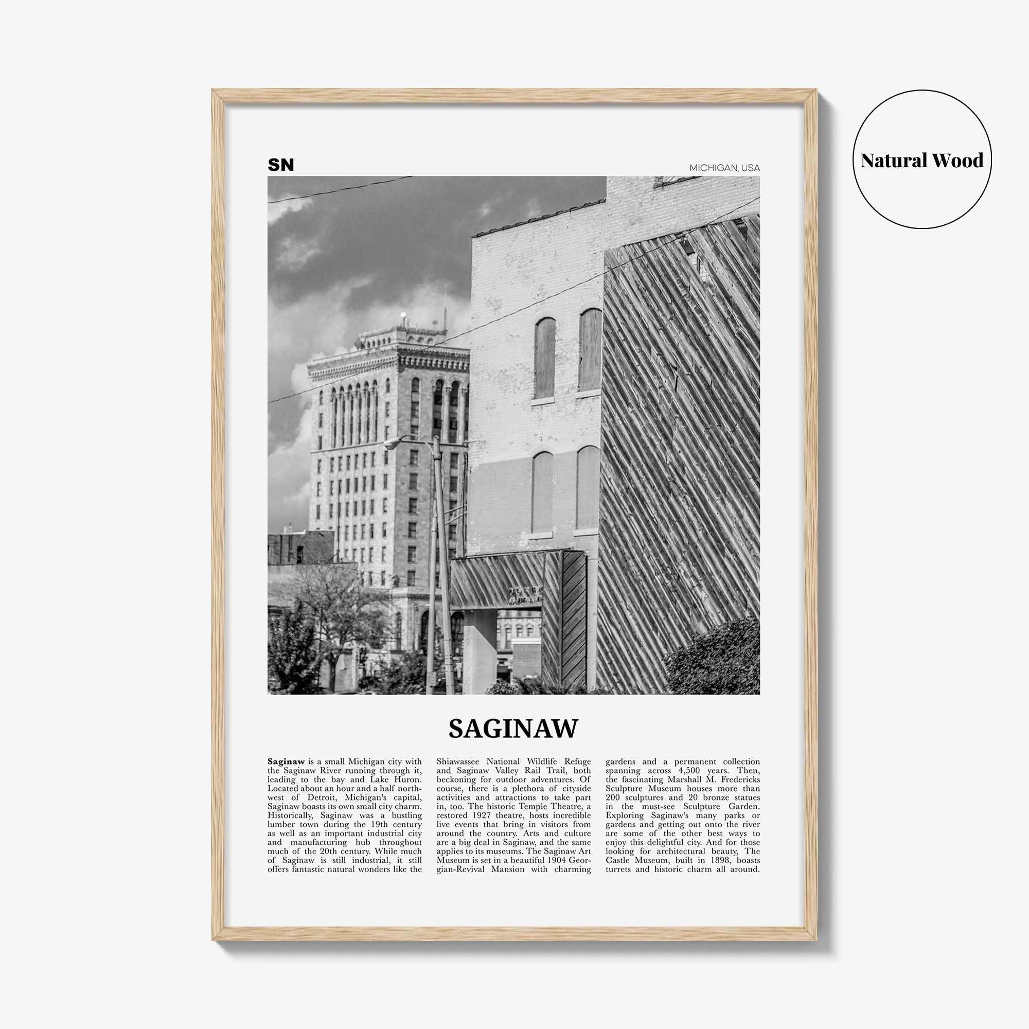 Saginaw Print Black and White, Saginaw Wall Art, Saginaw Poster, Saginaw Photo, Saginaw Map, Saginaw Wall Decor, Michigan, USA United States