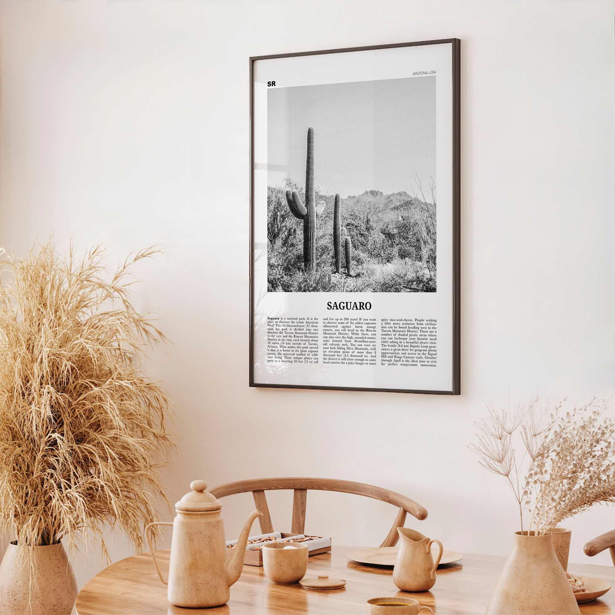 Saguaro National Park Print Black and White, Saguaro Wall Art, Saguaro Poster, Saguaro Photo, Arizona, USA, United States, North America