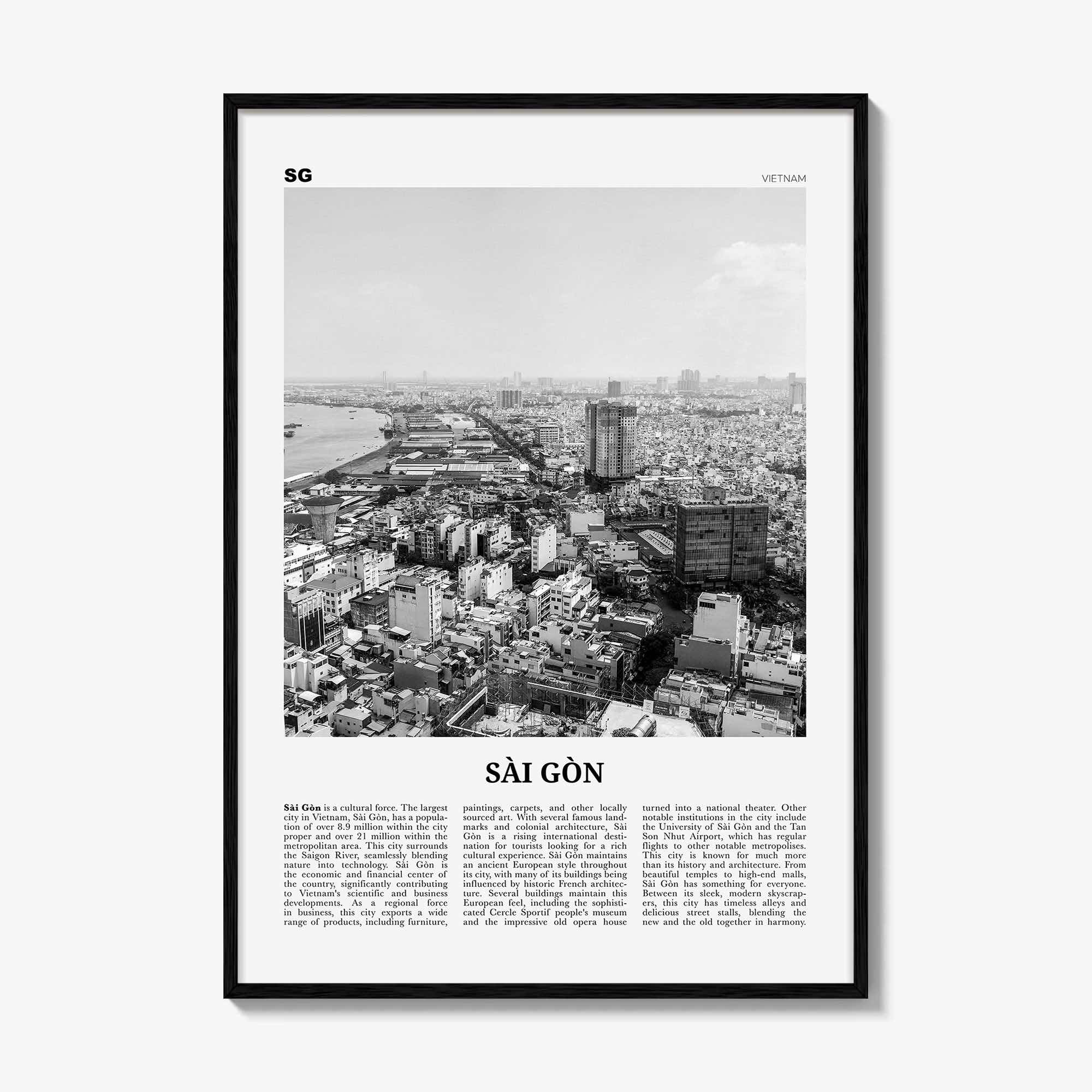 Sai Gon Print Black and White, Sai Gon Wall Art, Sai Gon Poster, Sai Gon Photo, Sai Gon Wall Décor, Sai Gon Map, Vietnam
