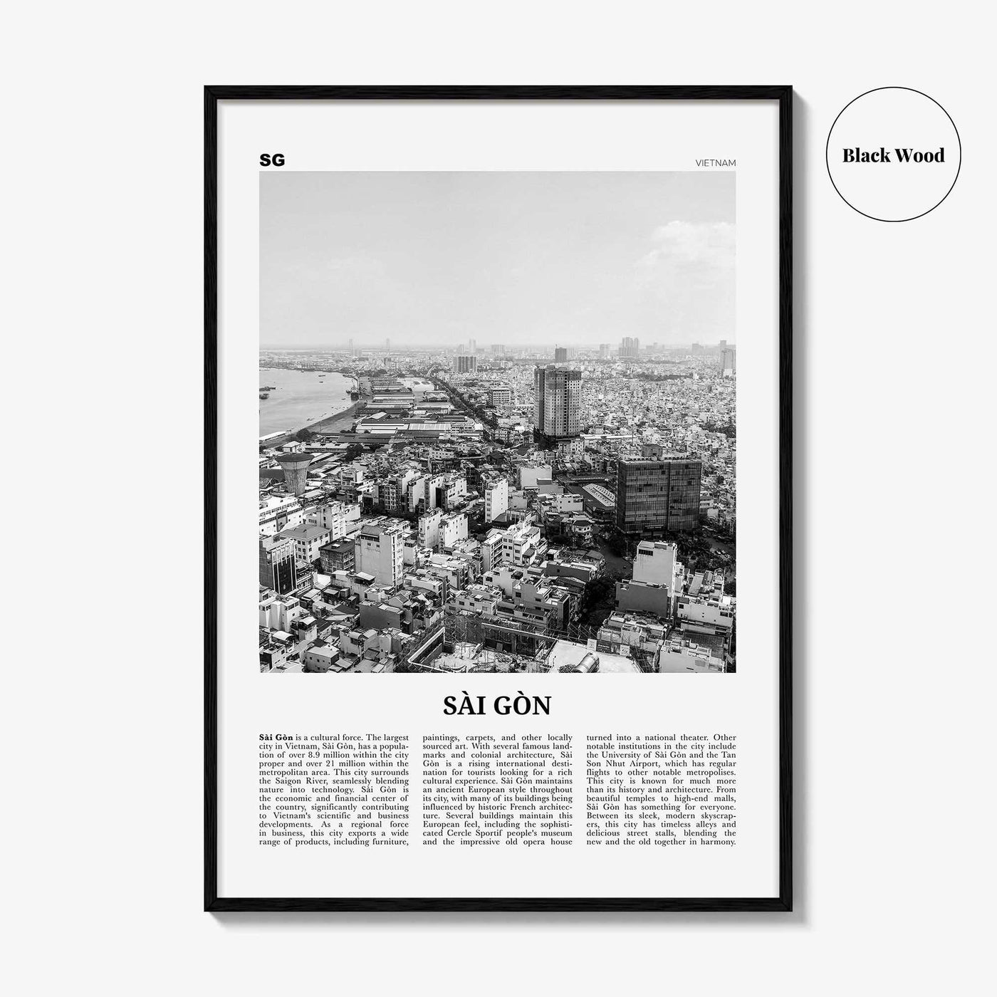 Sai Gon Print Black and White, Sai Gon Wall Art, Sai Gon Poster, Sai Gon Photo, Sai Gon Wall Décor, Sai Gon Map, Vietnam