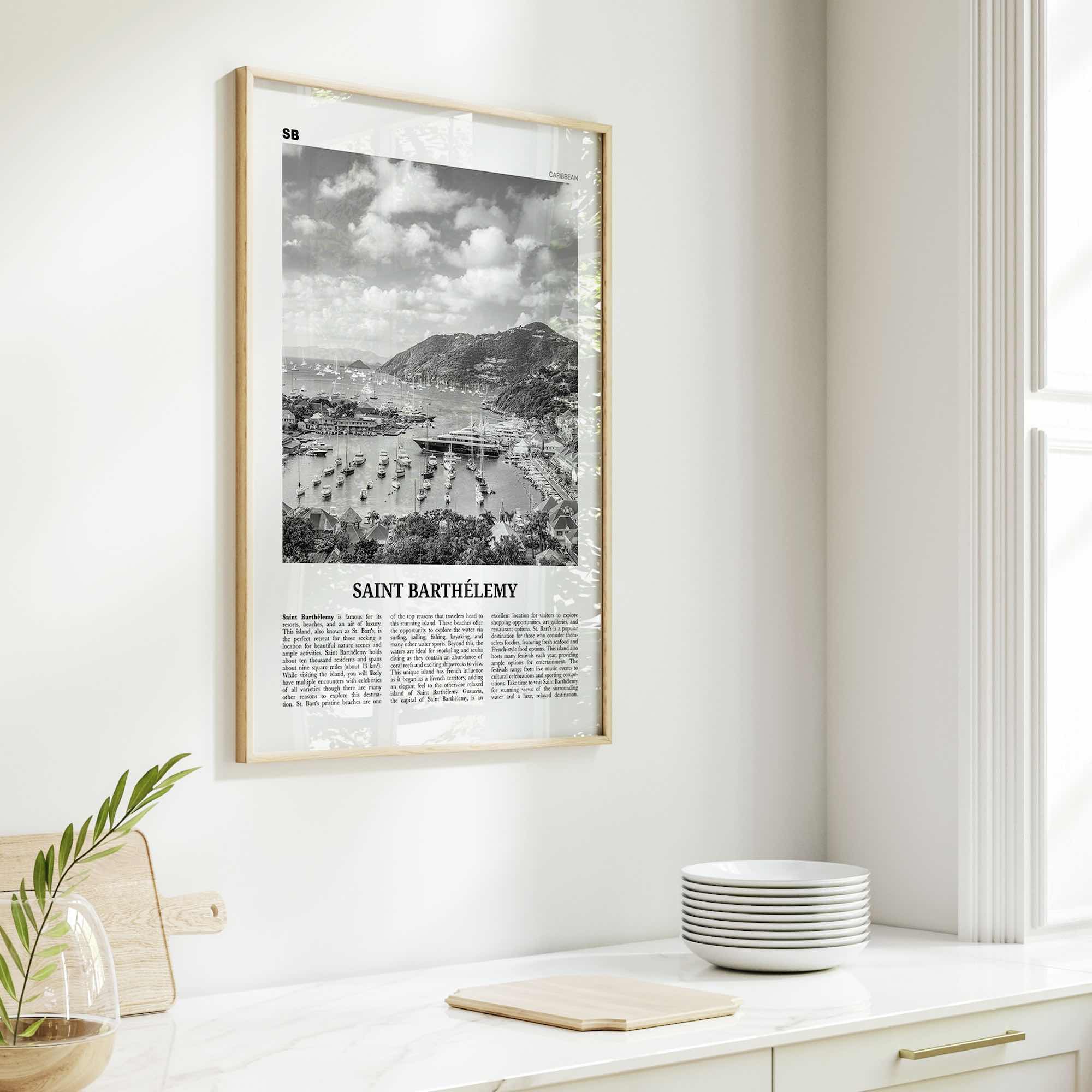Saint Barthelemy Print Black and White, Saint Barthélemy Wall Art, Saint Barthélemy Poster, Saint Barthélemy Photo, Caribbean