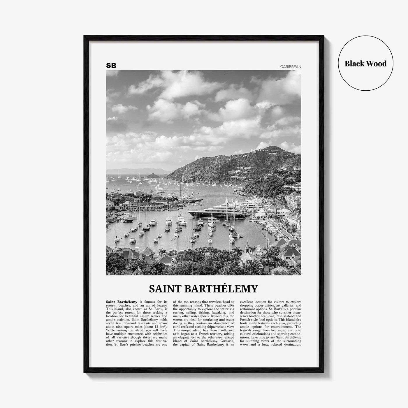 Saint Barthelemy Print Black and White, Saint Barthélemy Wall Art, Saint Barthélemy Poster, Saint Barthélemy Photo, Caribbean