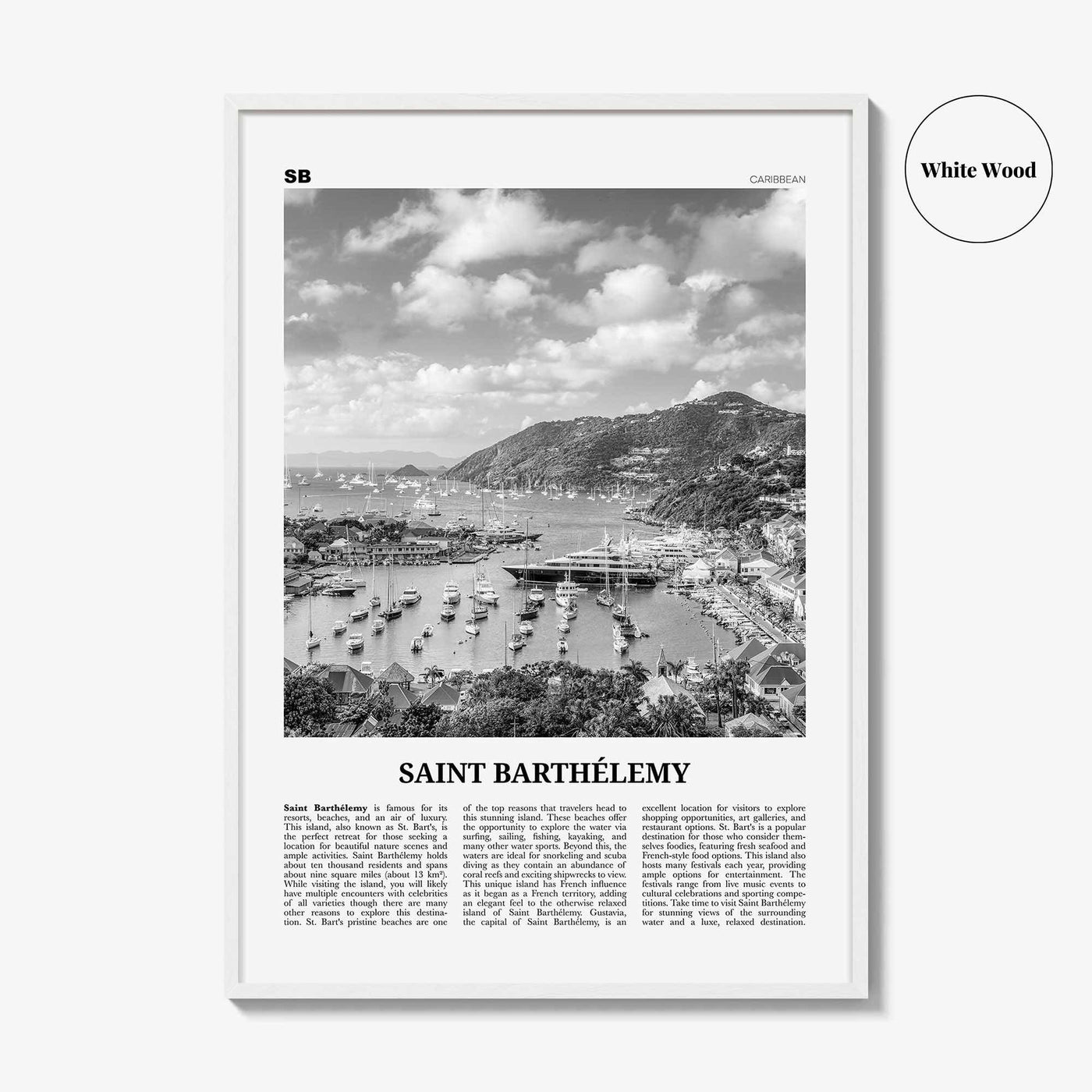 Saint Barthelemy Print Black and White, Saint Barthélemy Wall Art, Saint Barthélemy Poster, Saint Barthélemy Photo, Caribbean