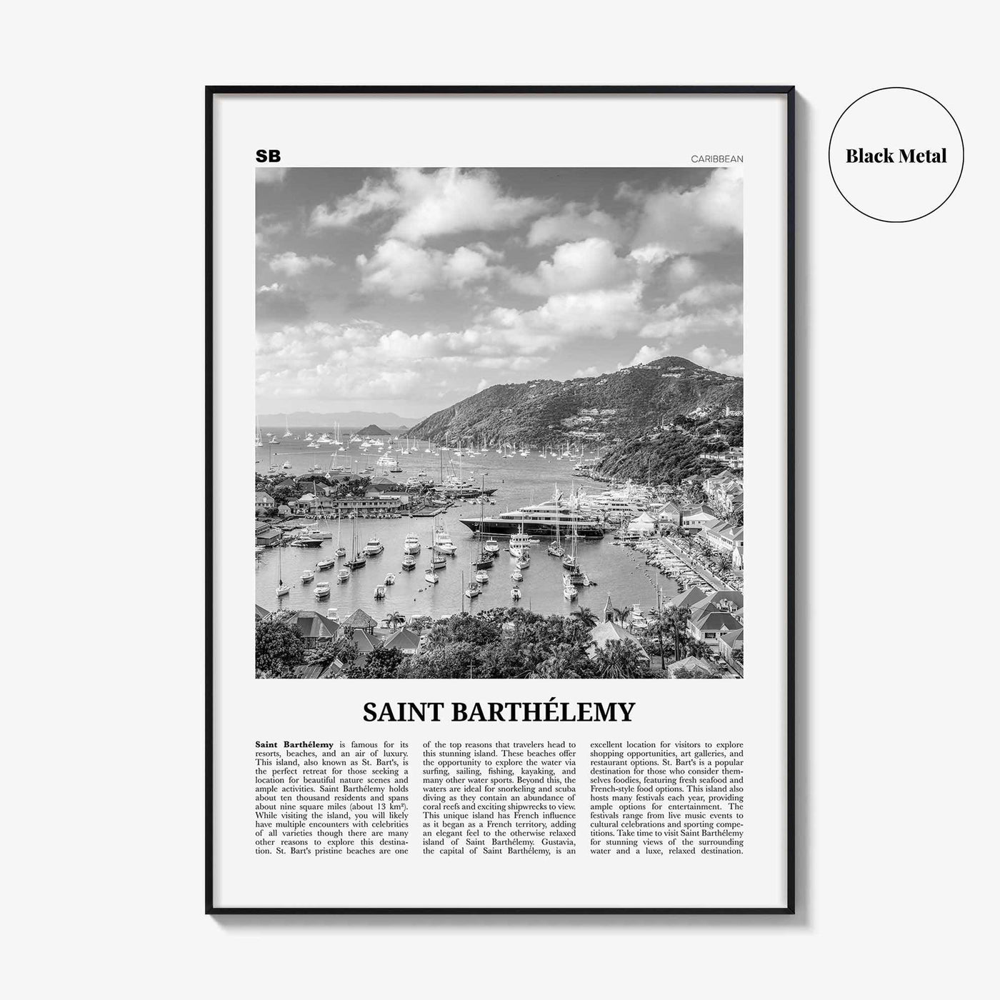 Saint Barthelemy Print Black and White, Saint Barthélemy Wall Art, Saint Barthélemy Poster, Saint Barthélemy Photo, Caribbean