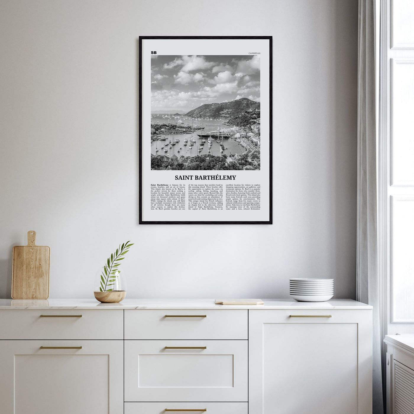 Saint Barthélemy Travel B&W Poster