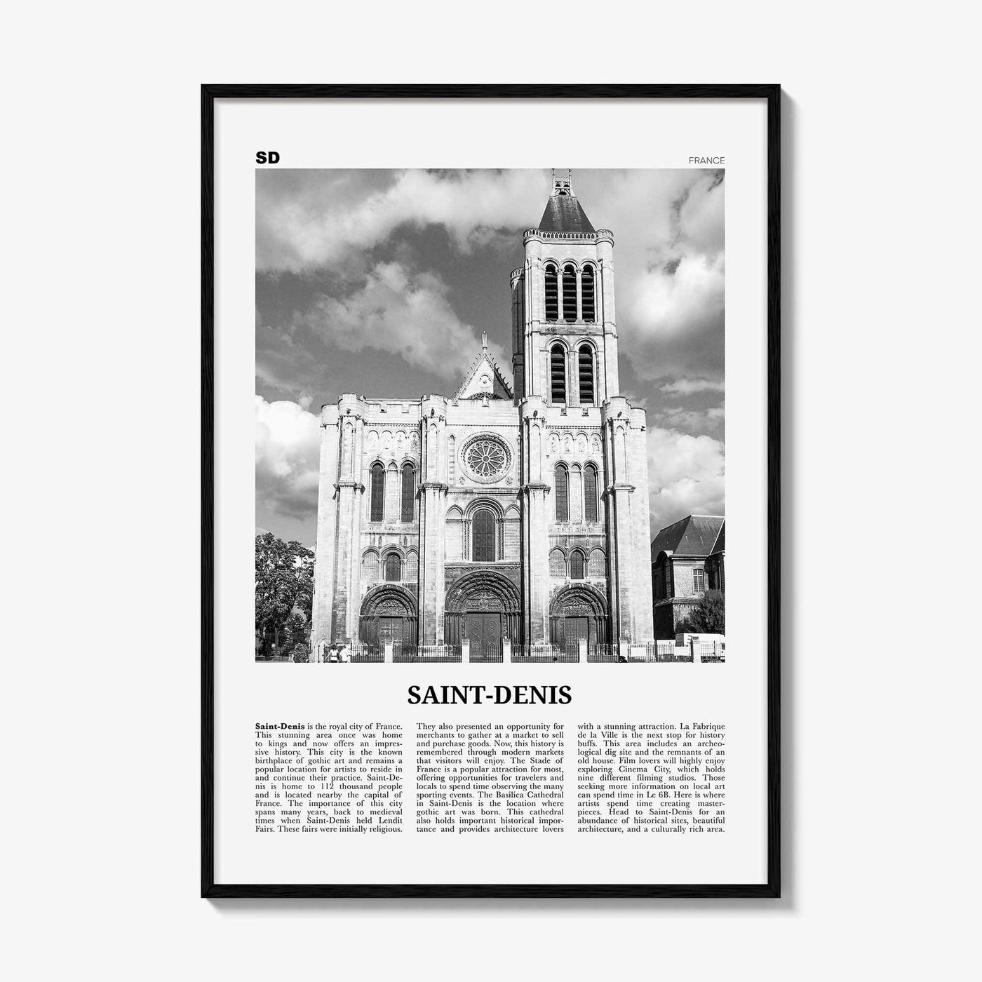 Saint Denis Print Black and White, Saint-Denis Wall Art, Saint-Denis Poster, Saint-Denis Photo, Saint-Denis Wall Décor, France