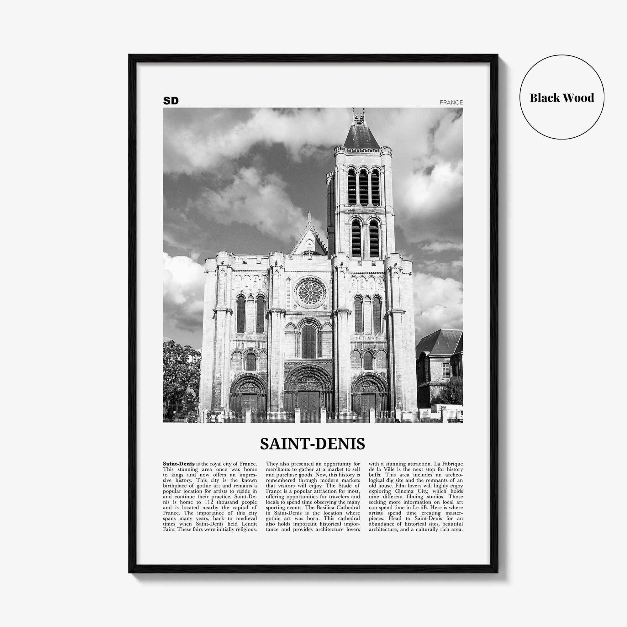 Saint Denis Print Black and White, Saint-Denis Wall Art, Saint-Denis Poster, Saint-Denis Photo, Saint-Denis Wall Décor, France
