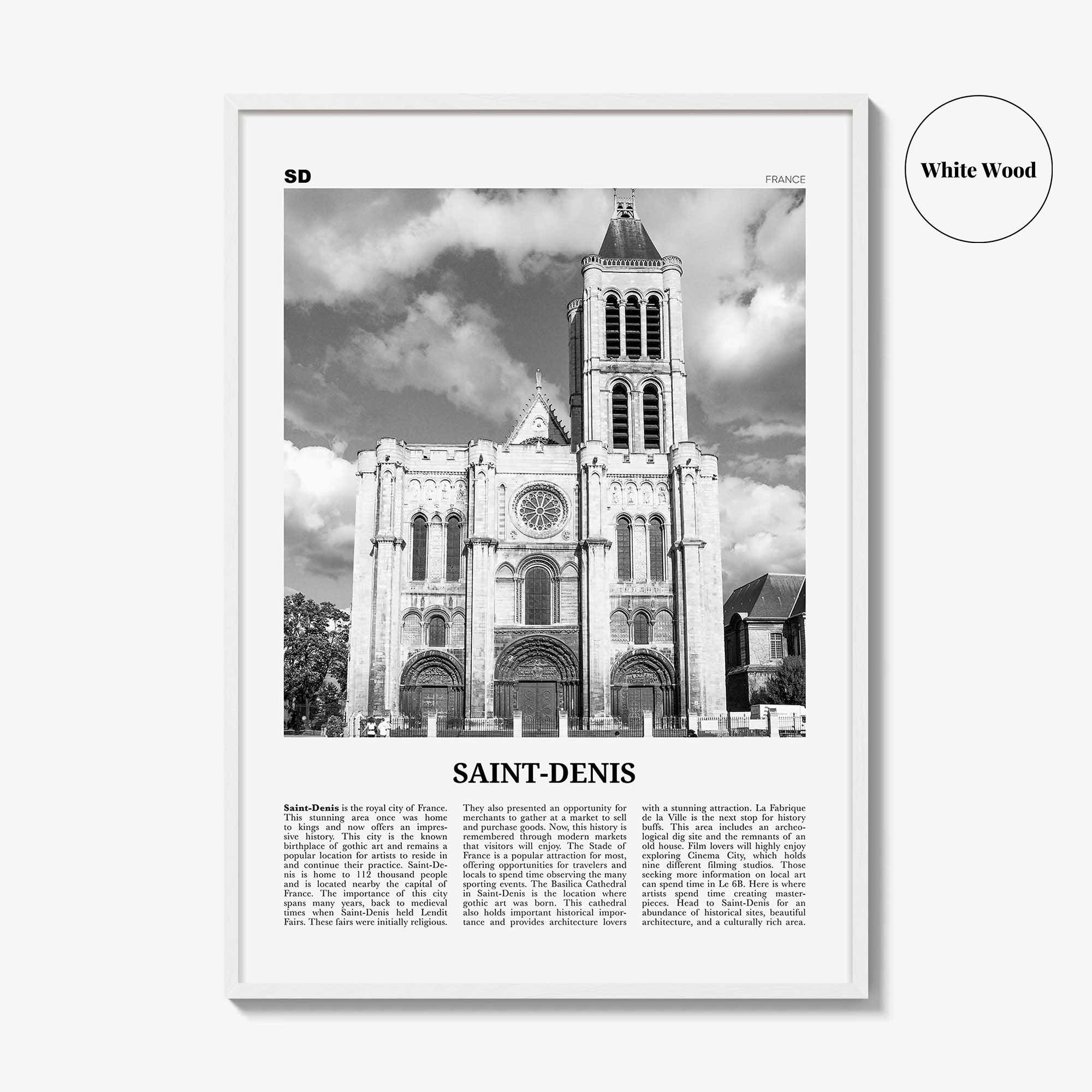 Saint Denis Print Black and White, Saint-Denis Wall Art, Saint-Denis Poster, Saint-Denis Photo, Saint-Denis Wall Décor, France